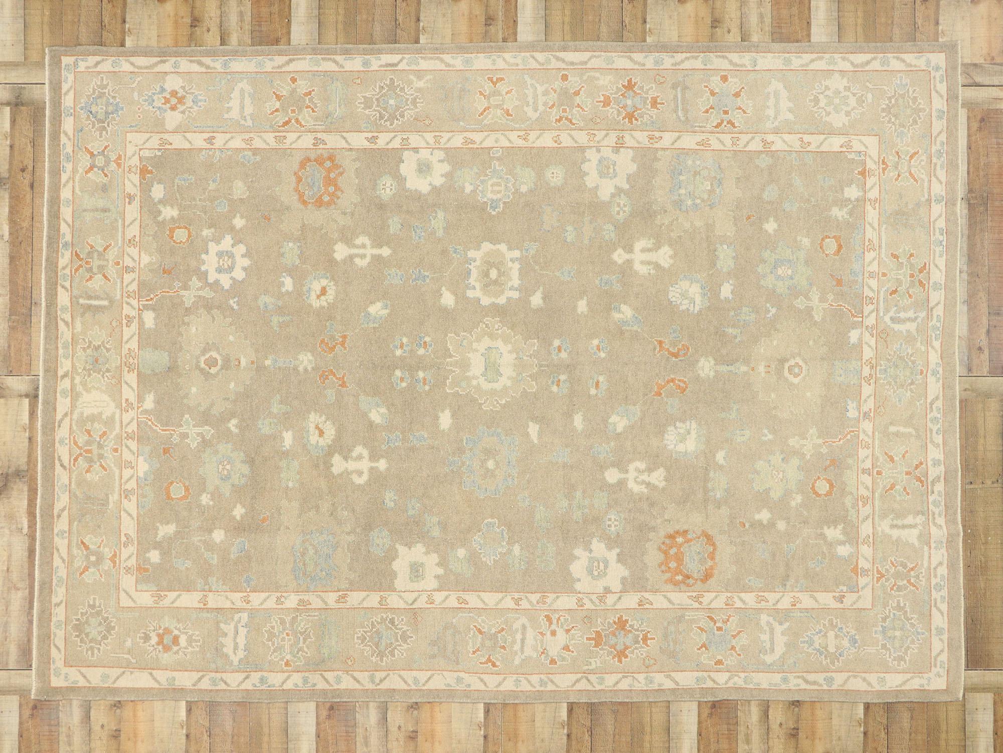 New Contemporary Turkish Oushak Rug with Modern Transitional Style For Sale 3