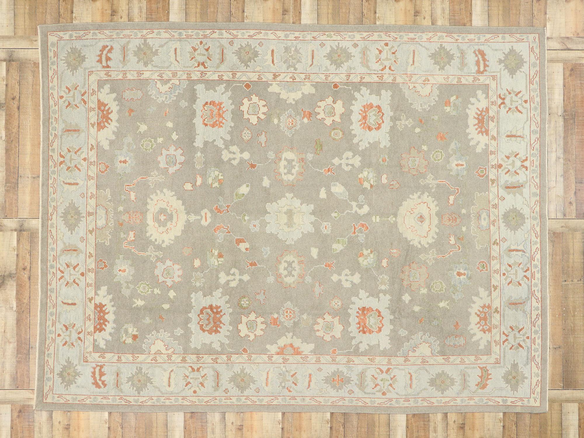 New Contemporary Turkish Oushak Rug with Modern Transitional Style For Sale 3