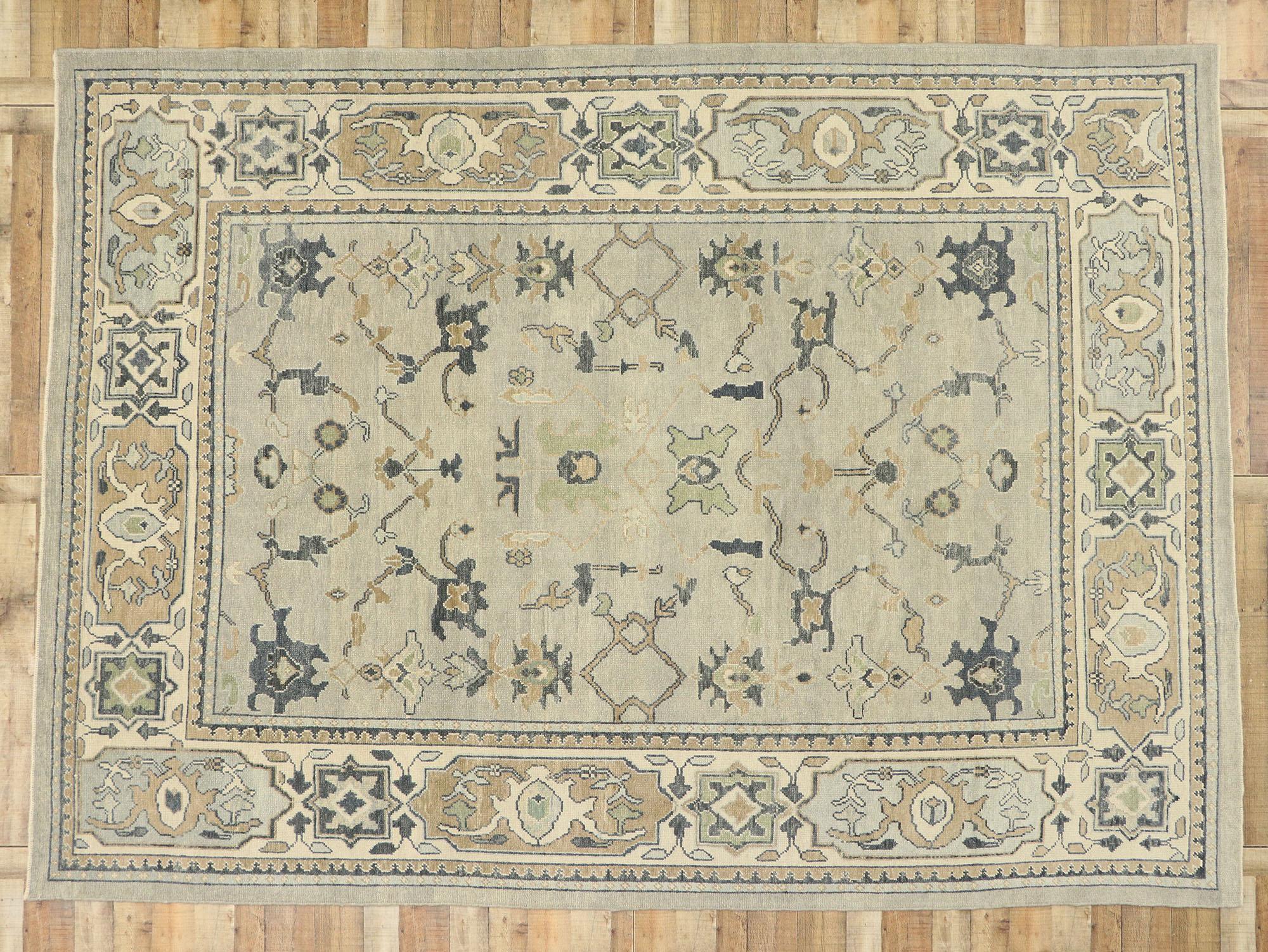 Nouveau tapis contemporain turc Oushak au style moderne et transitionnel en vente 1