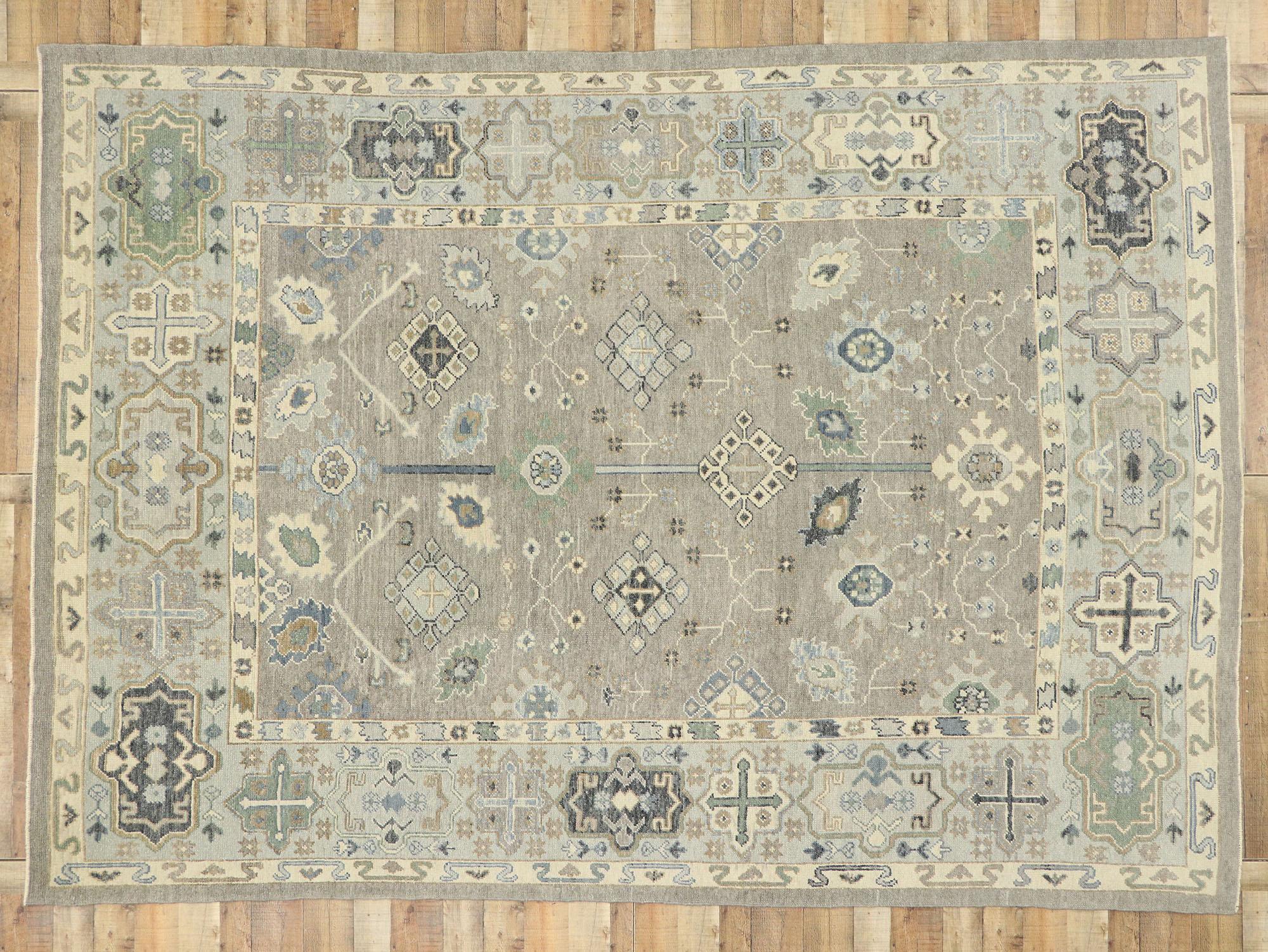 New Contemporary Turkish Oushak Rug with Modern Transitional Style For Sale 3