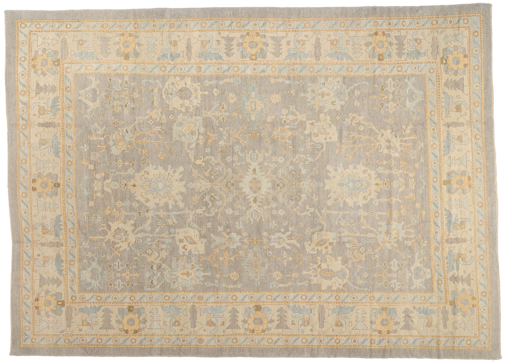 Nueva Alfombra Turca Contemporánea Oushak de Estilo Transicional Moderno en venta 1