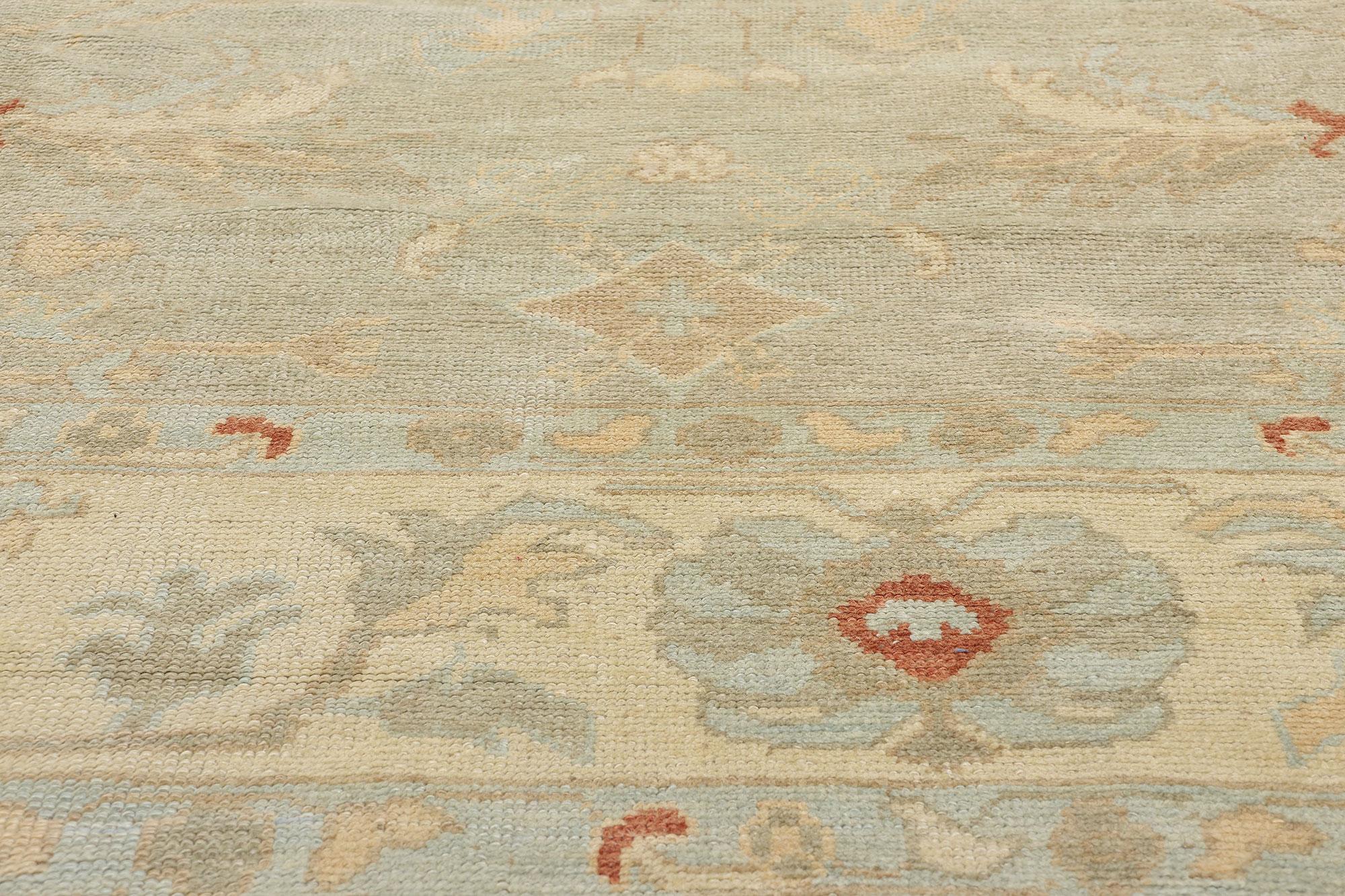Neuer moderner türkischer Oushak-Teppich  mit traditionellem Stil (Handgeknüpft) im Angebot