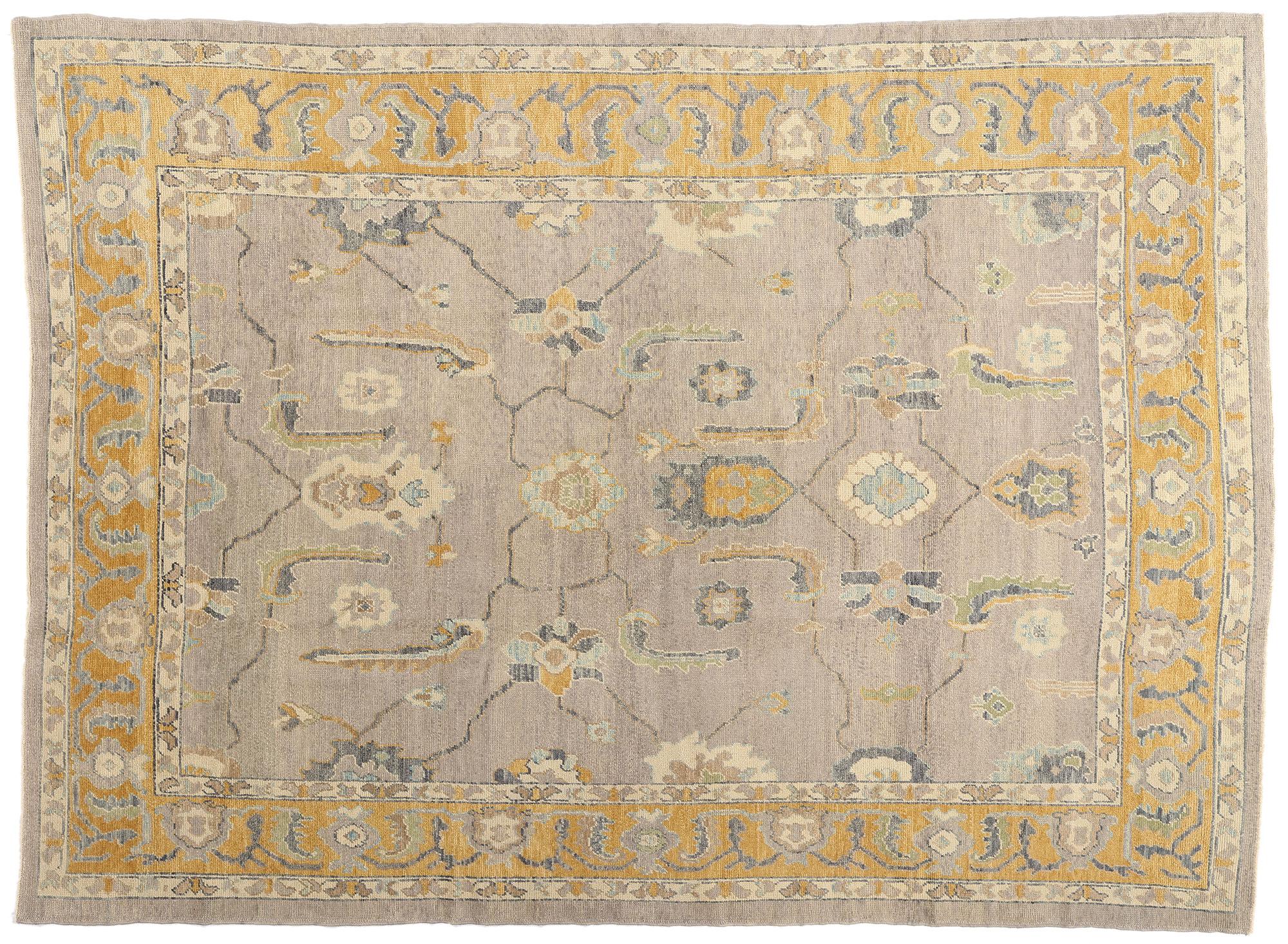 New Contemporary Turkish Oushak Rug with Modern Transitional Style For Sale 5