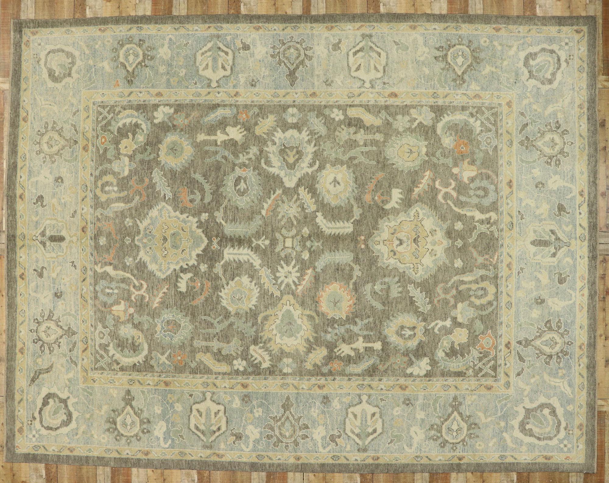New Contemporary Turkish Oushak Rug with Modern Transitional Style For Sale 4