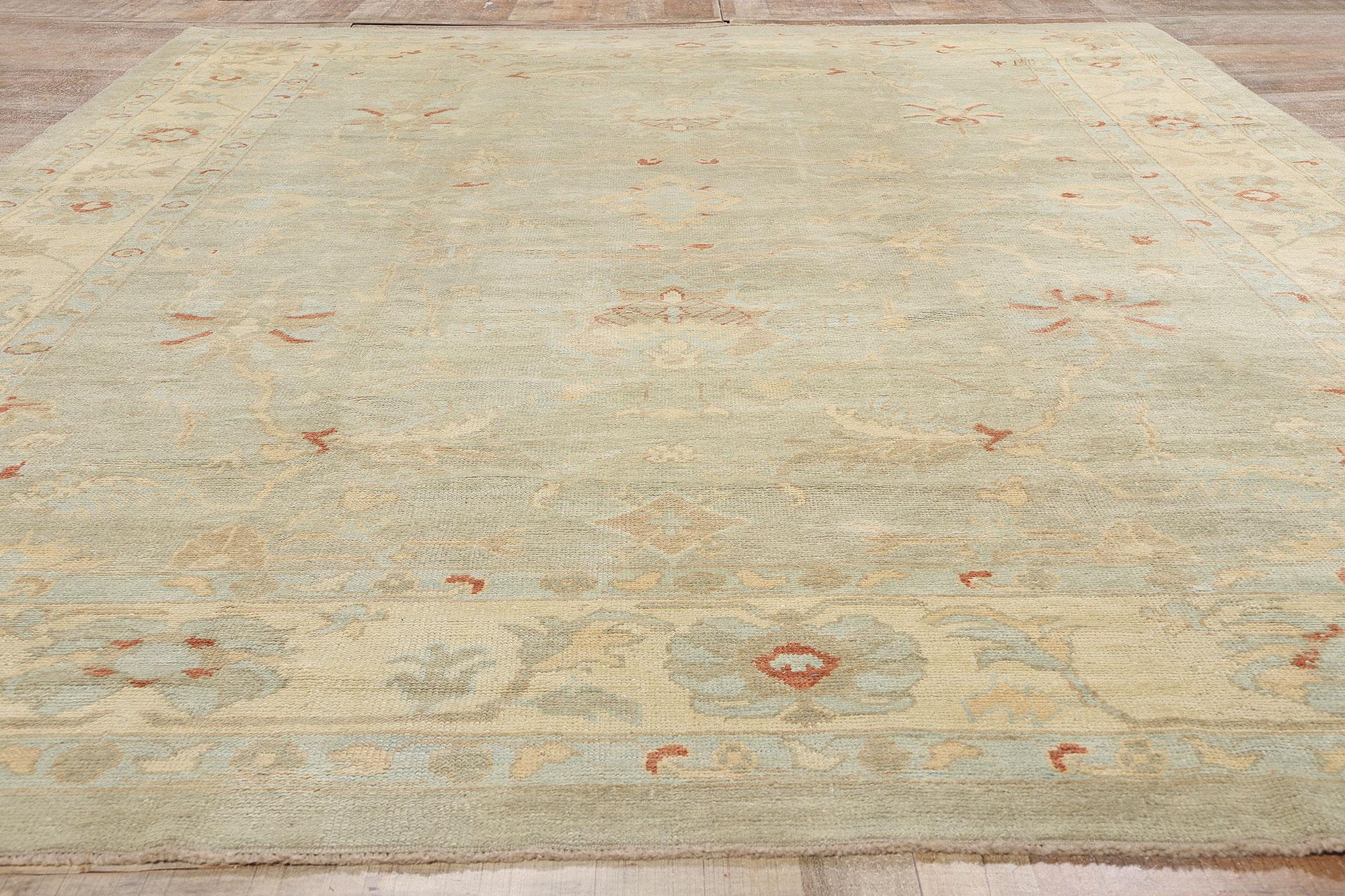 Neuer moderner türkischer Oushak-Teppich  mit traditionellem Stil (Wolle) im Angebot