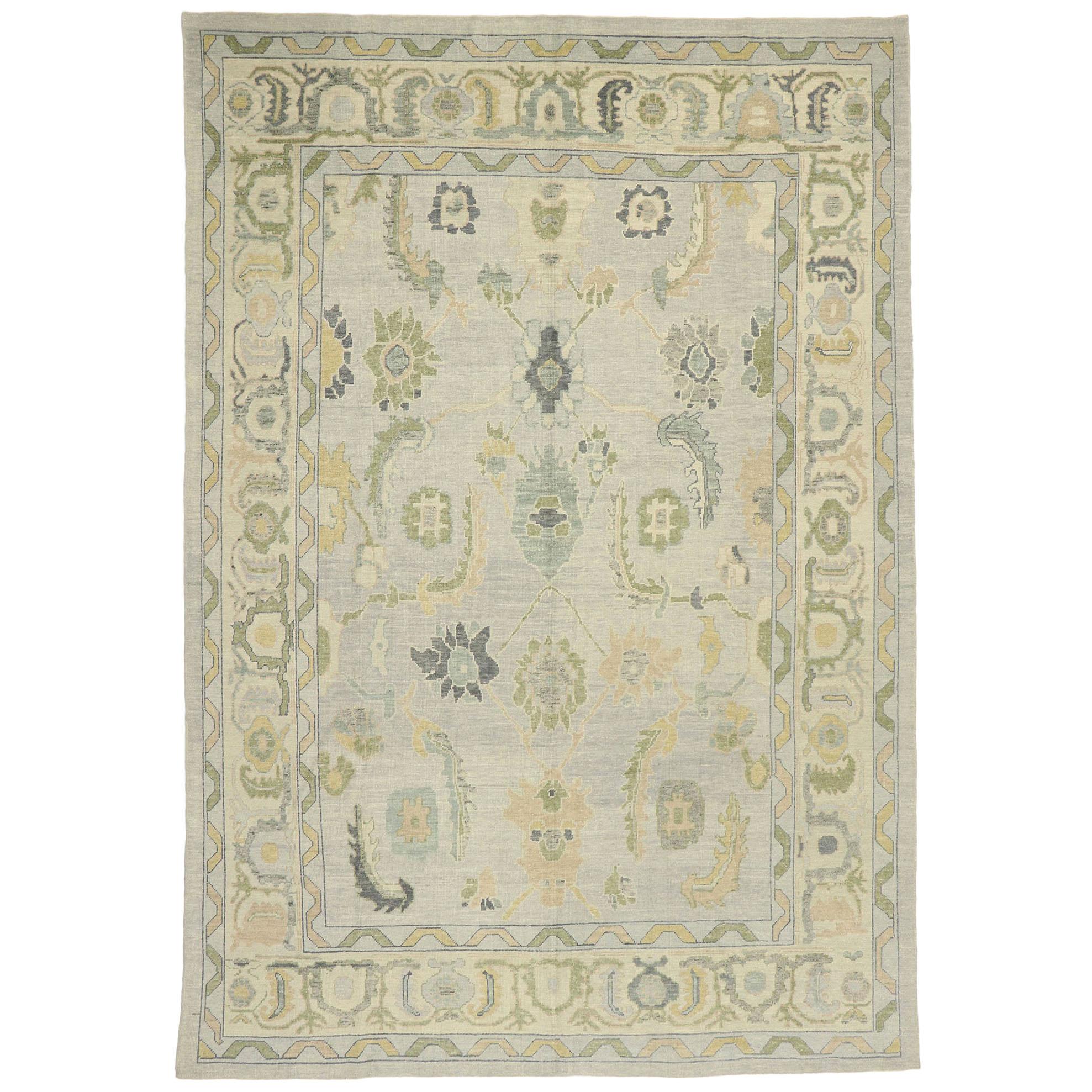 New Contemporary Turkish Oushak Rug with Modern Transitional Style