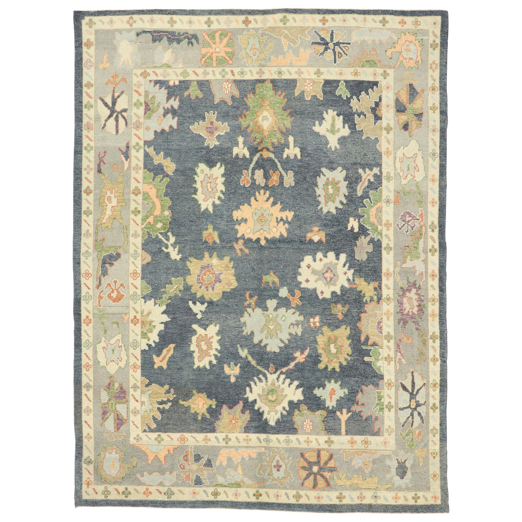 Nouveau tapis contemporain turc Oushak au style moderne et transitionnel