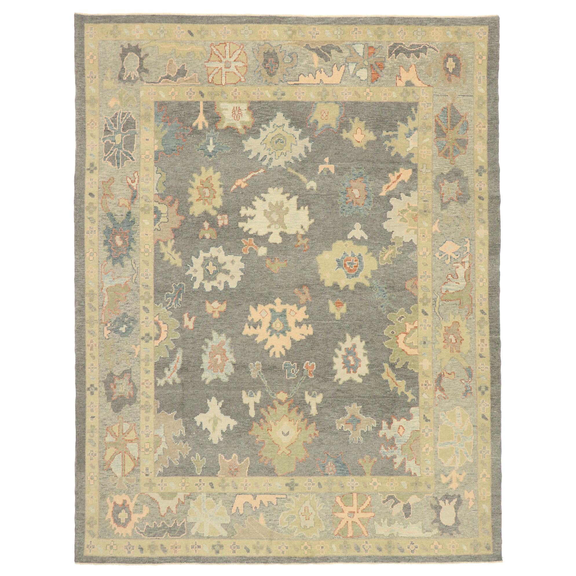 New Contemporary Turkish Oushak Rug with Modern Transitional Style For Sale
