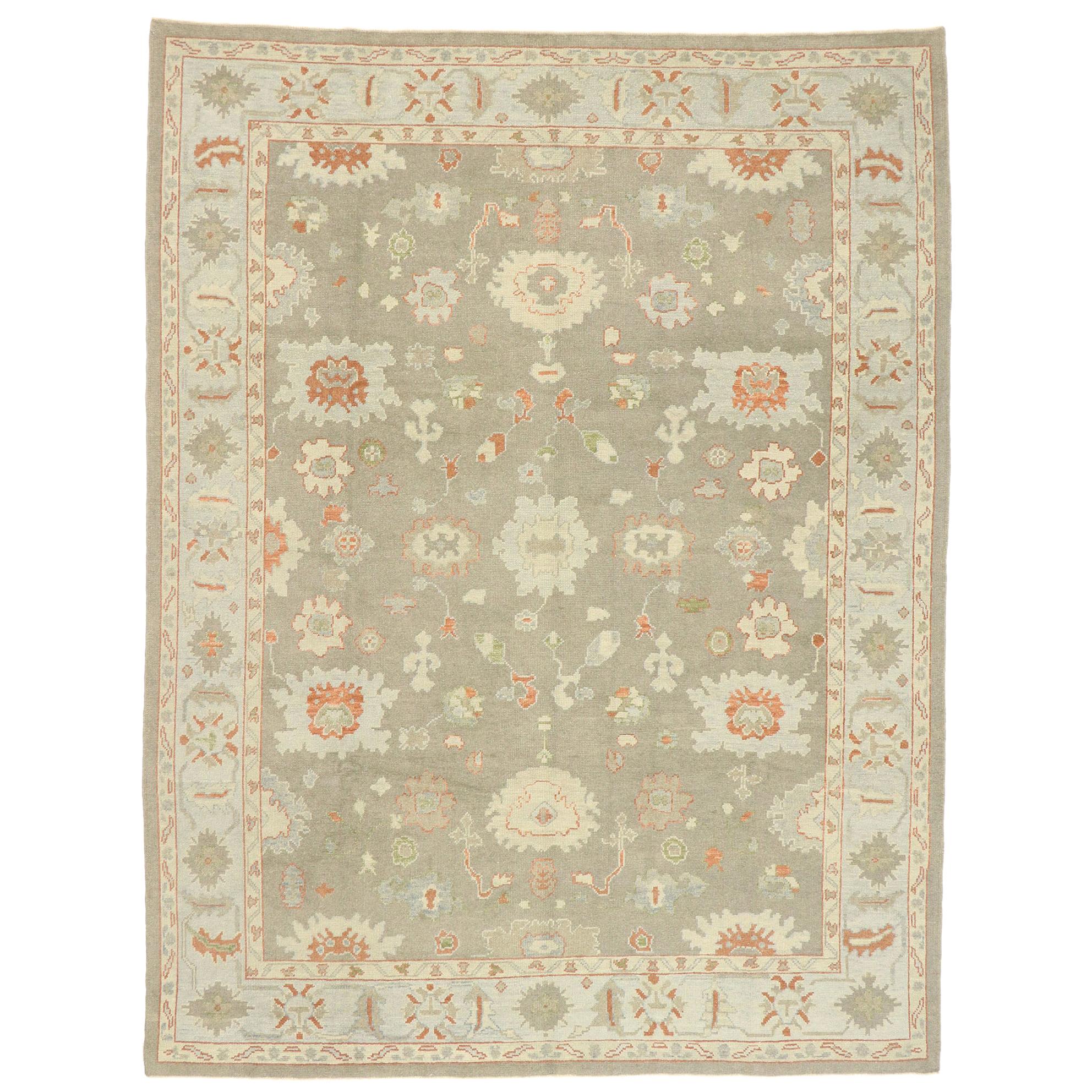 New Contemporary Turkish Oushak Rug with Modern Transitional Style For Sale