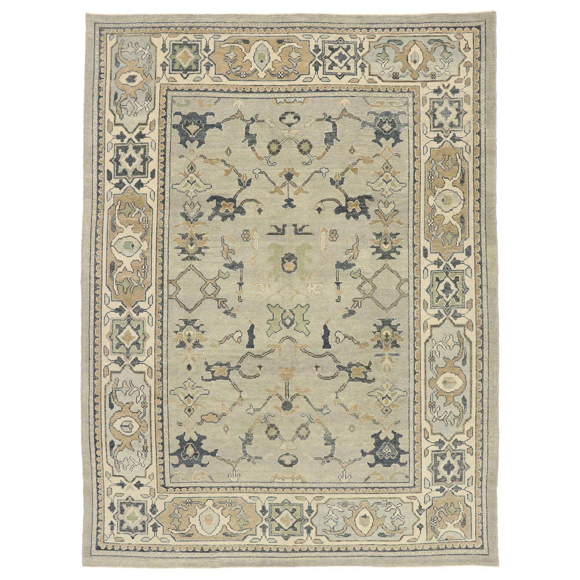 Nouveau tapis contemporain turc Oushak au style moderne et transitionnel en vente