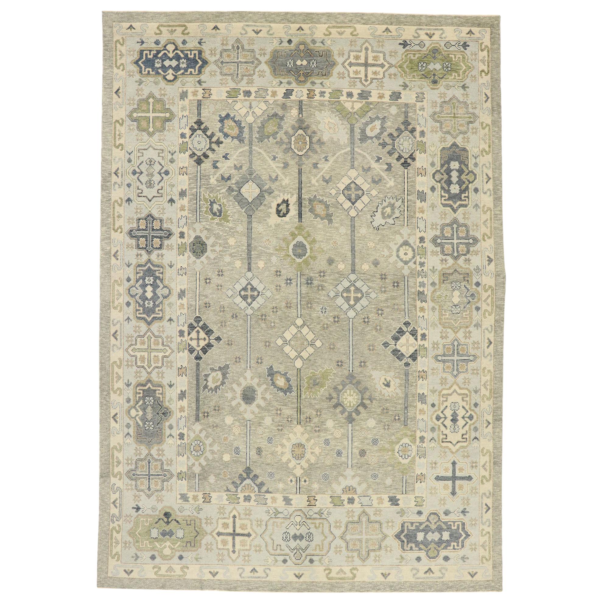 Nouveau tapis contemporain turc Oushak au style moderne et transitionnel