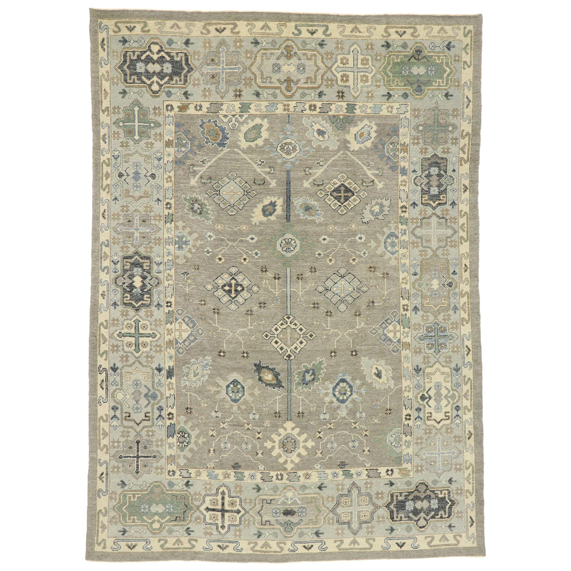 Nouveau tapis contemporain turc Oushak au style moderne et transitionnel