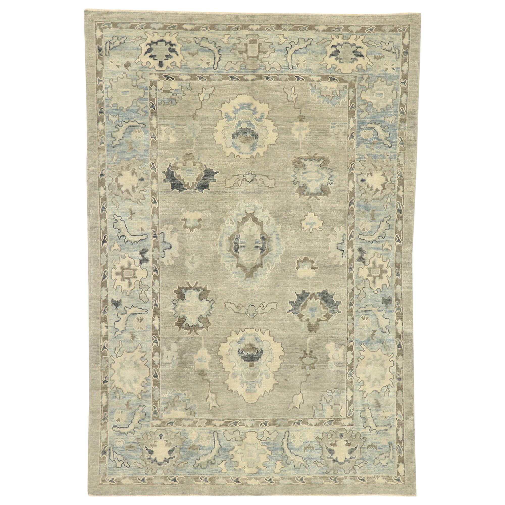 New Contemporary Turkish Oushak Rug with Modern Transitional Style For Sale