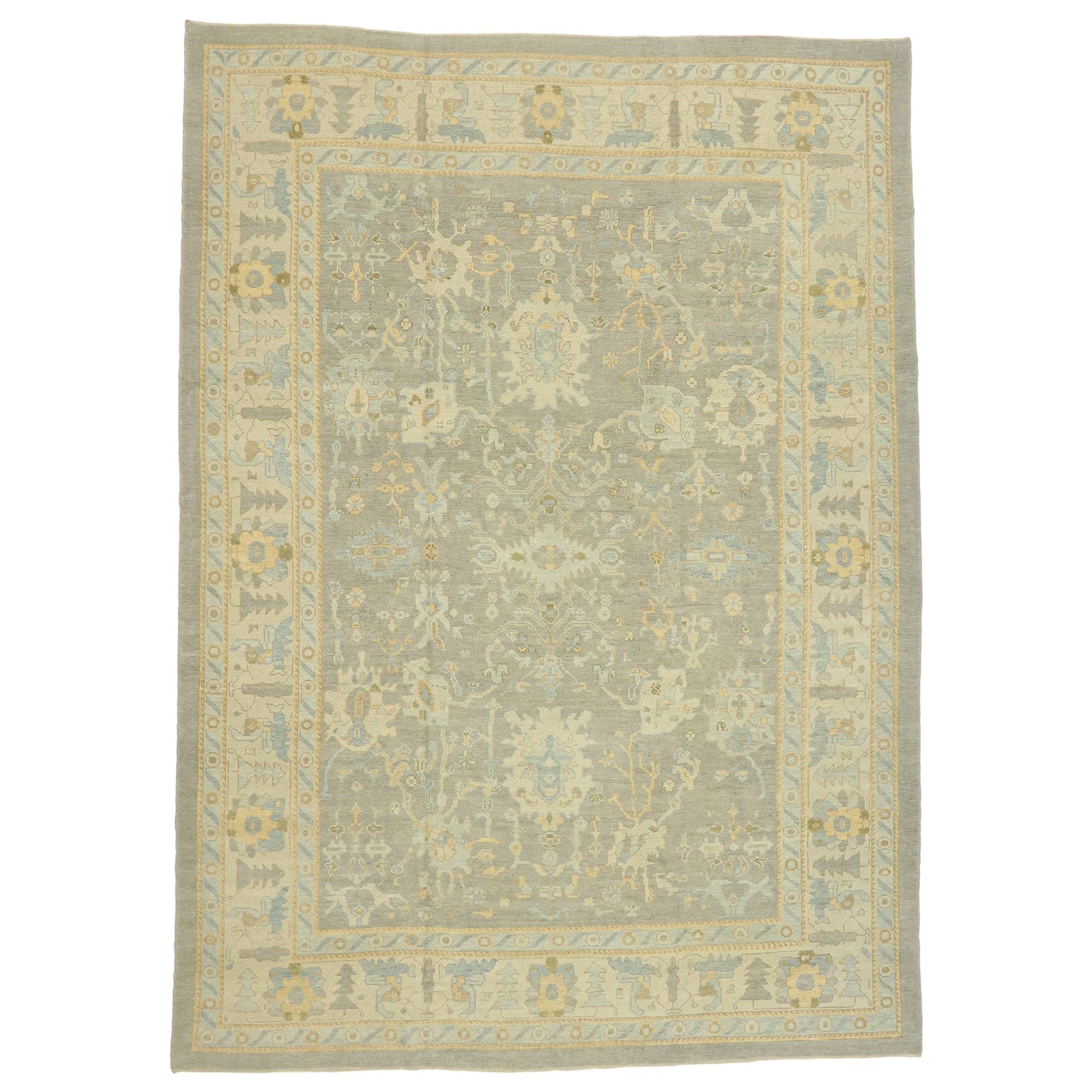 New Contemporary Turkish Oushak Rug with Modern Transitional Style