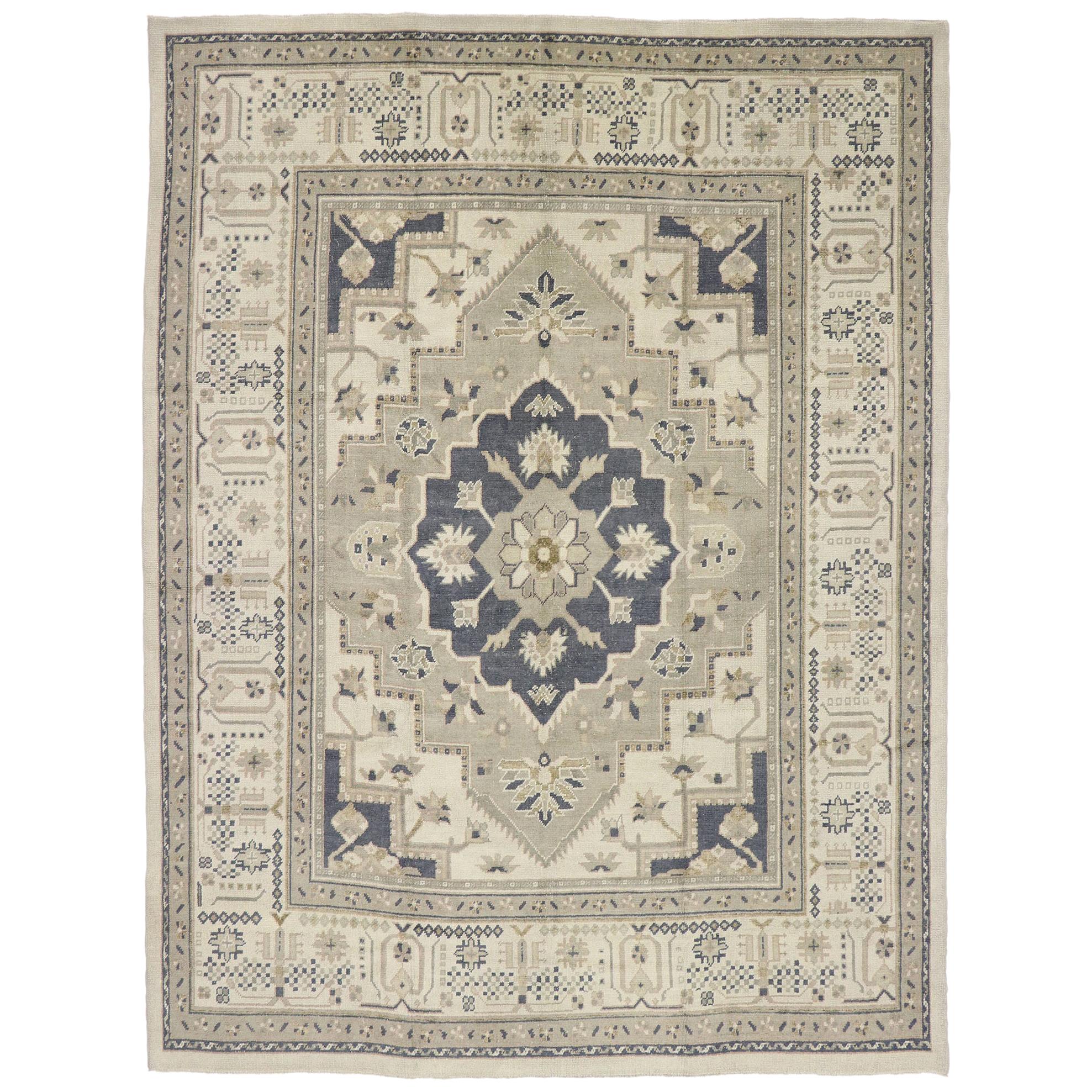 New Contemporary Turkish Oushak Rug with Modern Transitional Style