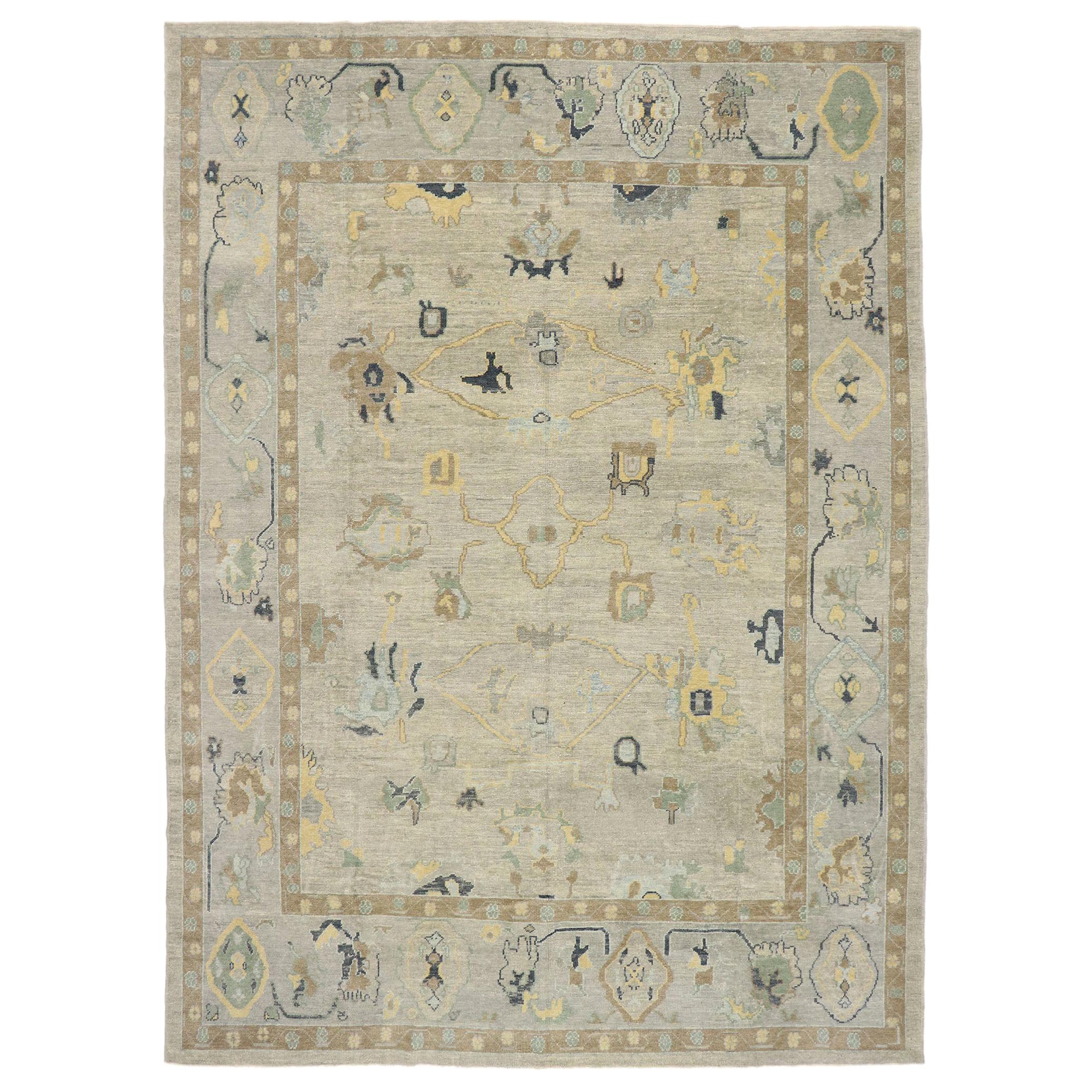 New Contemporary Turkish Oushak Rug with Modern Transitional Style