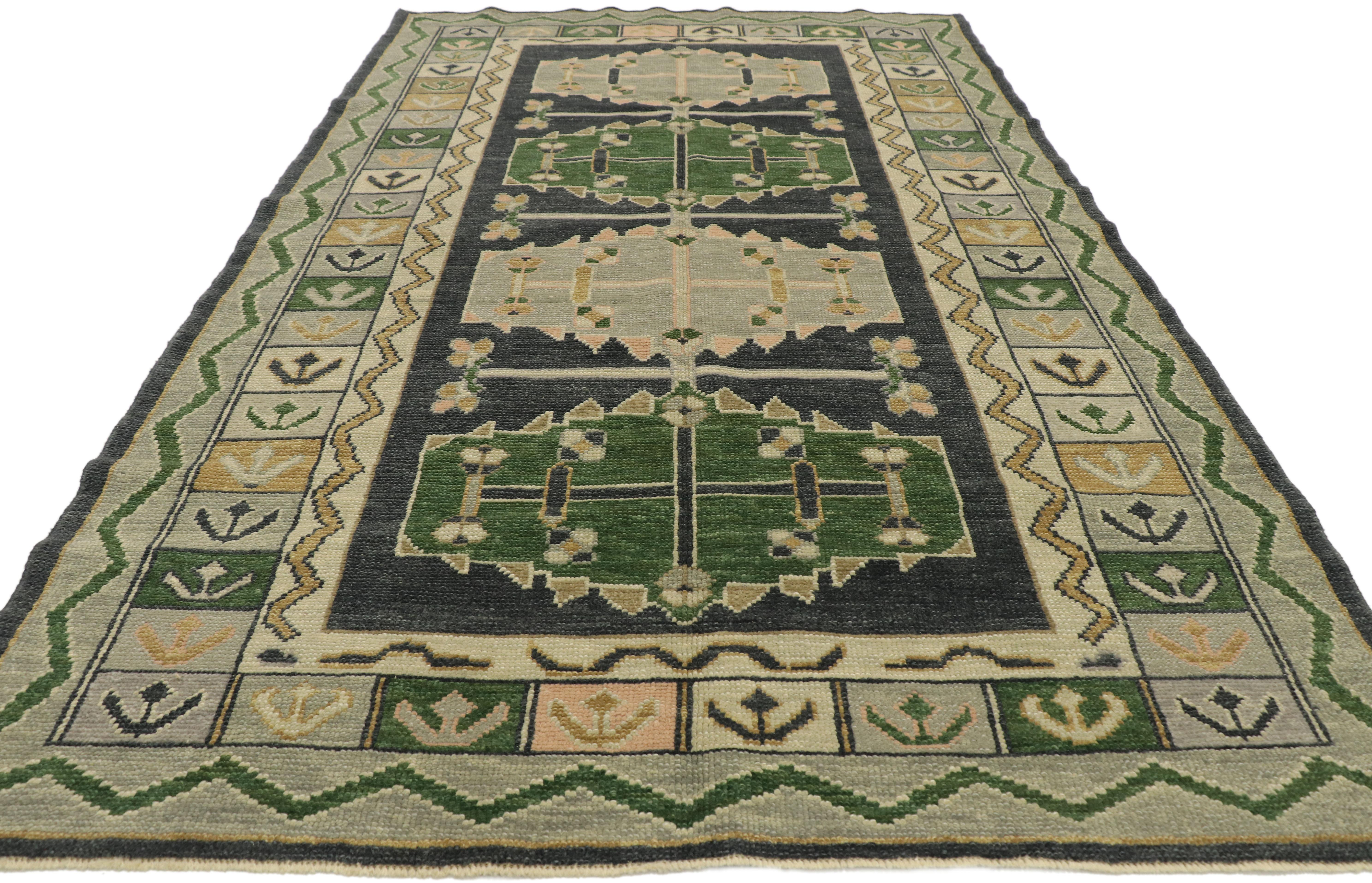 New Contemporary Turkish Oushak Rug with Modern Tribal Adirondack Style In New Condition For Sale In Dallas, TX