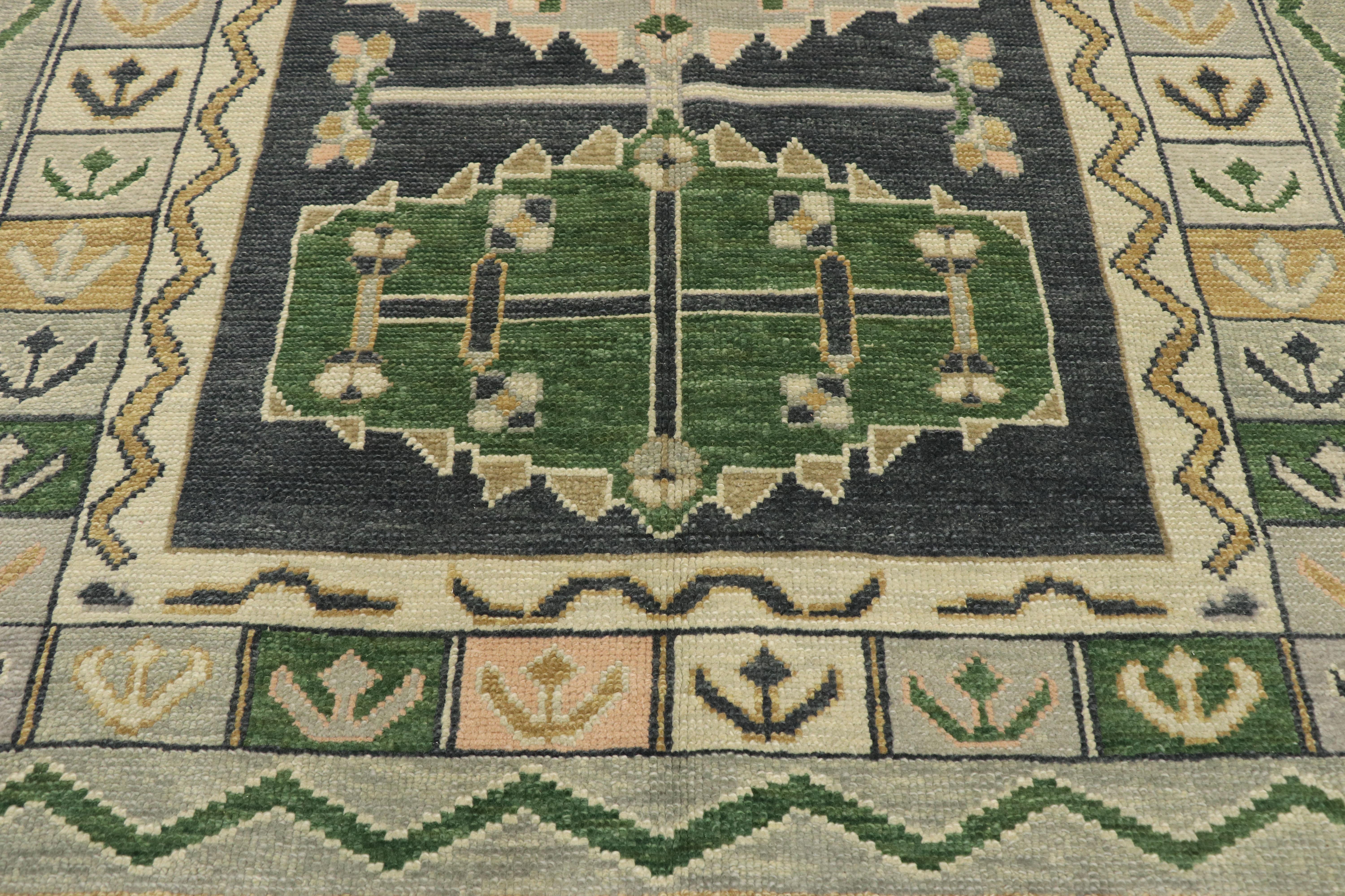 Wool New Contemporary Turkish Oushak Rug with Modern Tribal Adirondack Style For Sale