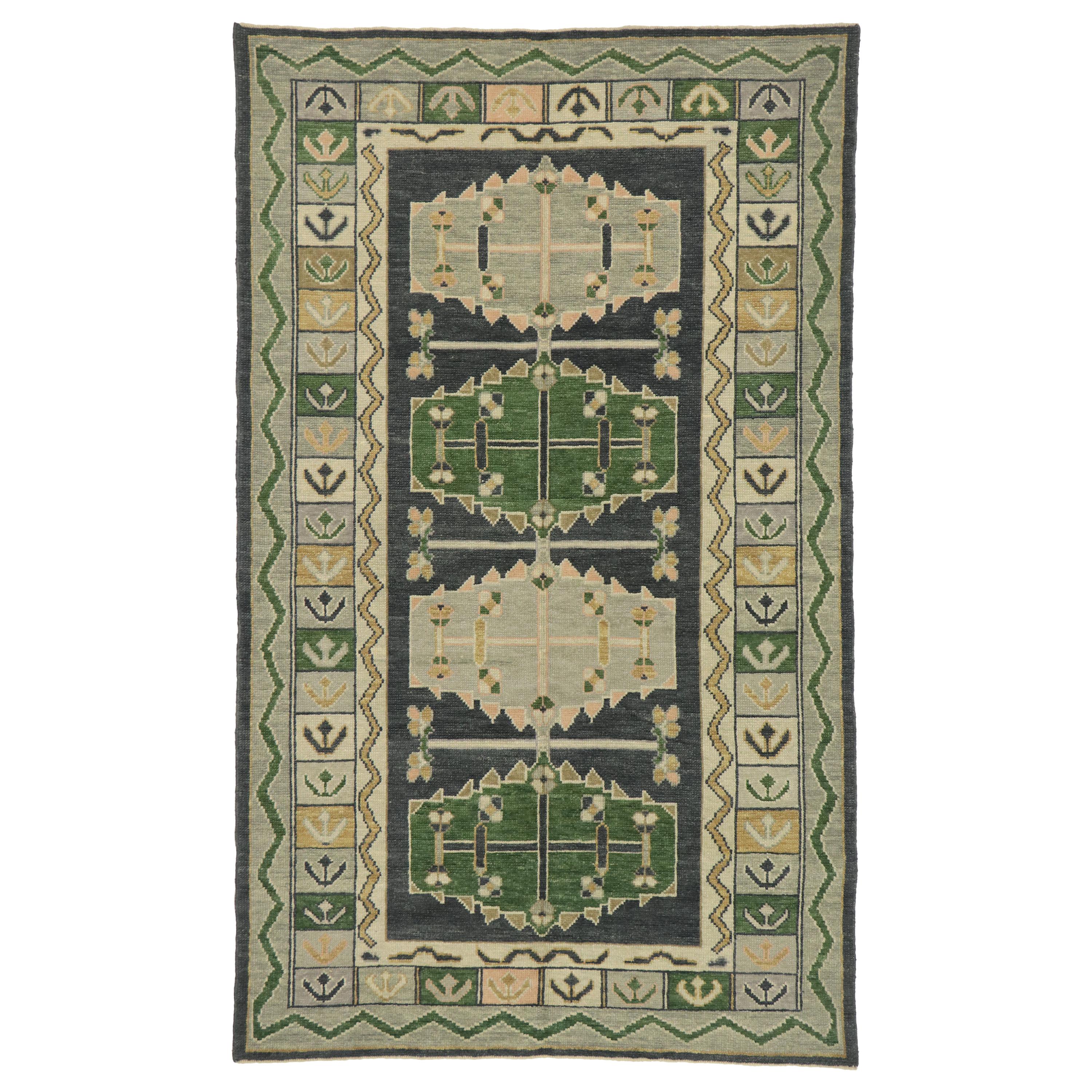 New Contemporary Turkish Oushak Rug with Modern Tribal Adirondack Style For Sale