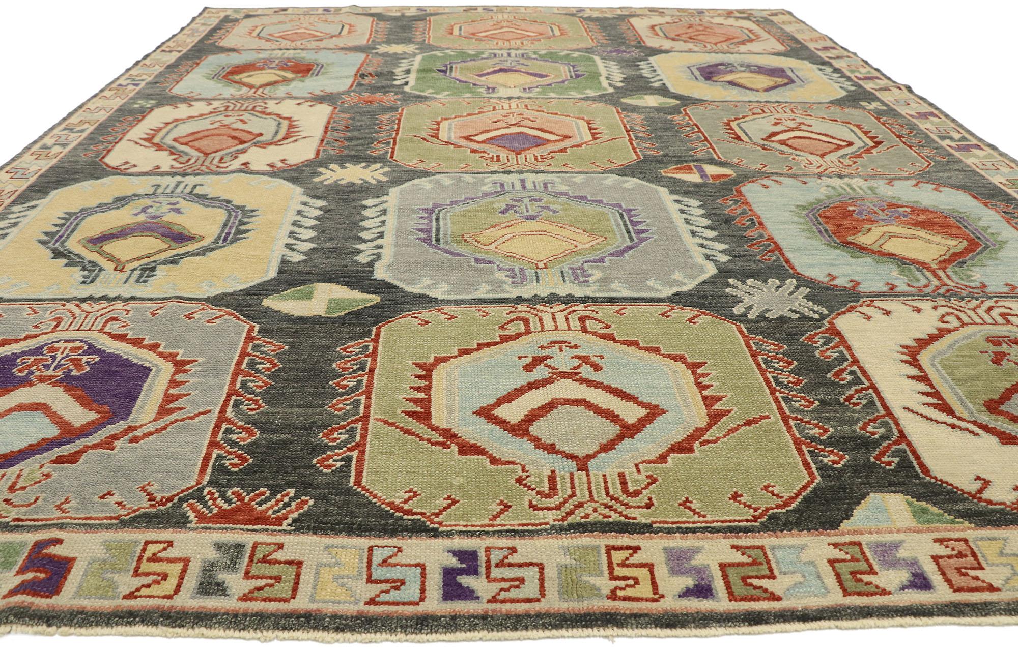 Hand-Knotted New Contemporary Turkish Oushak Rug with Modern Tribal Boho Chic Style