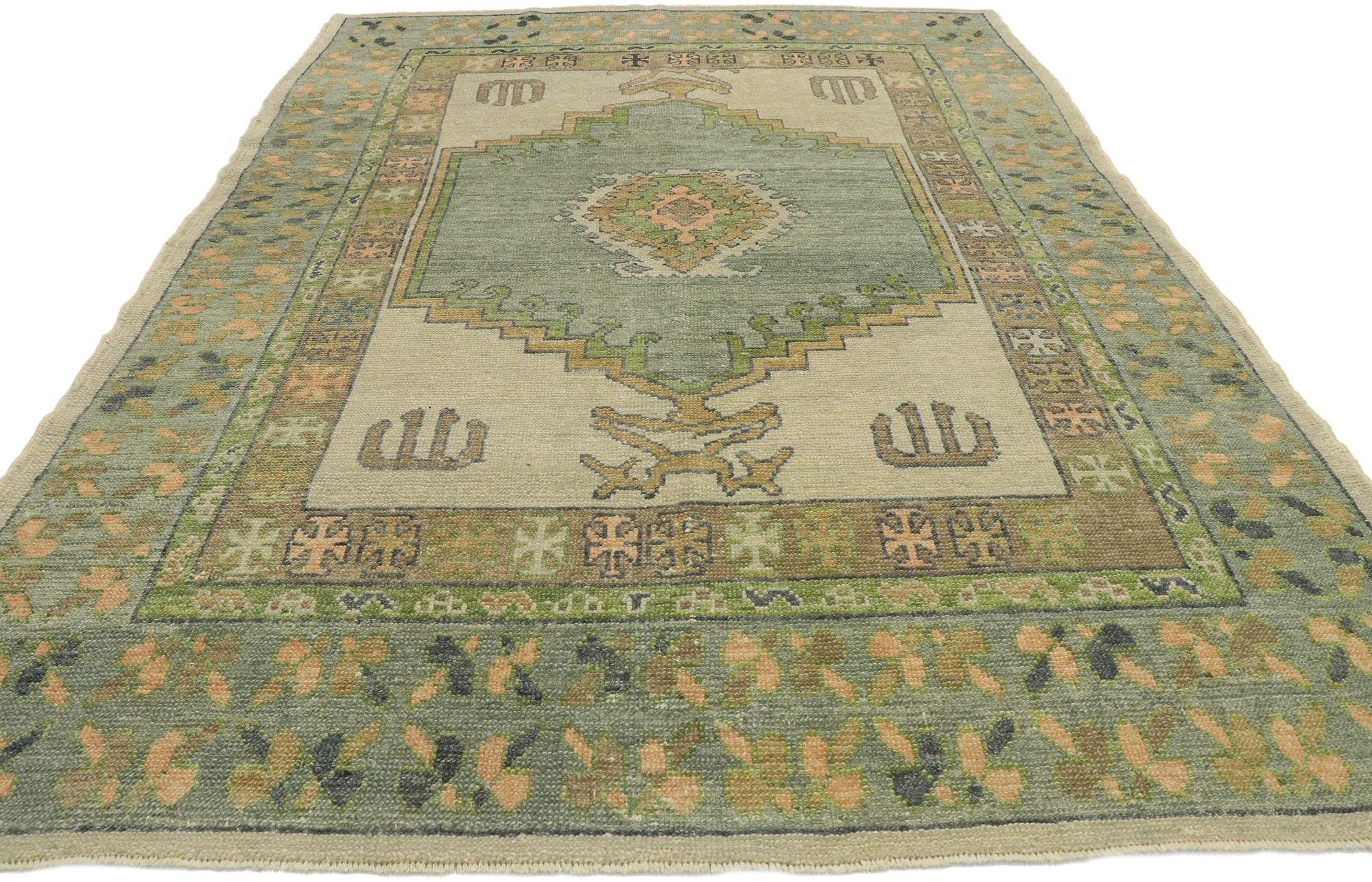Hand-Knotted New Contemporary Turkish Oushak Rug with Modern Tribal Boho Chic Style For Sale