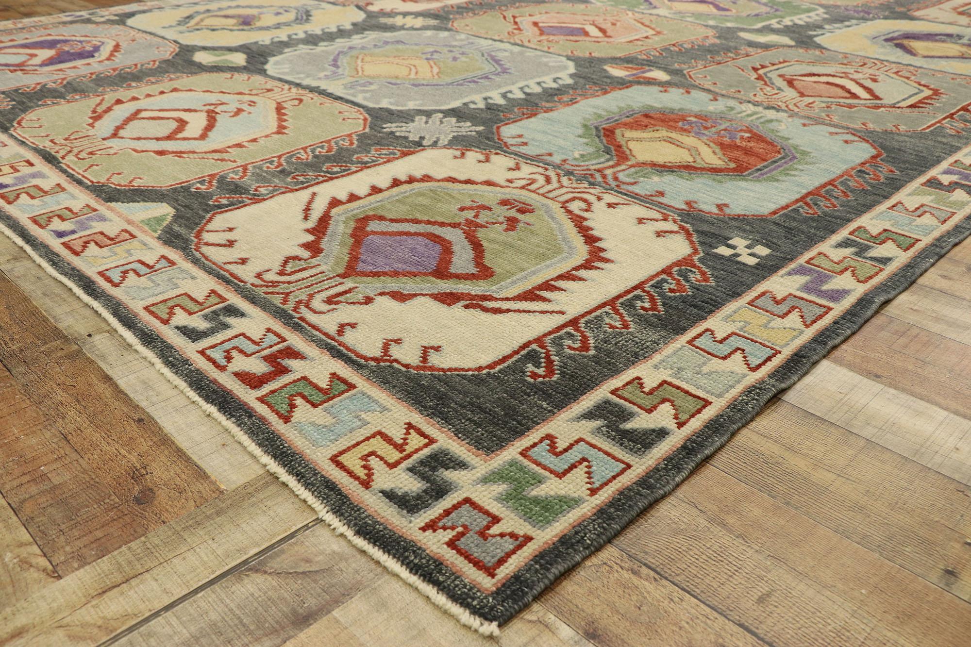 New Contemporary Turkish Oushak Rug with Modern Tribal Boho Chic Style 1