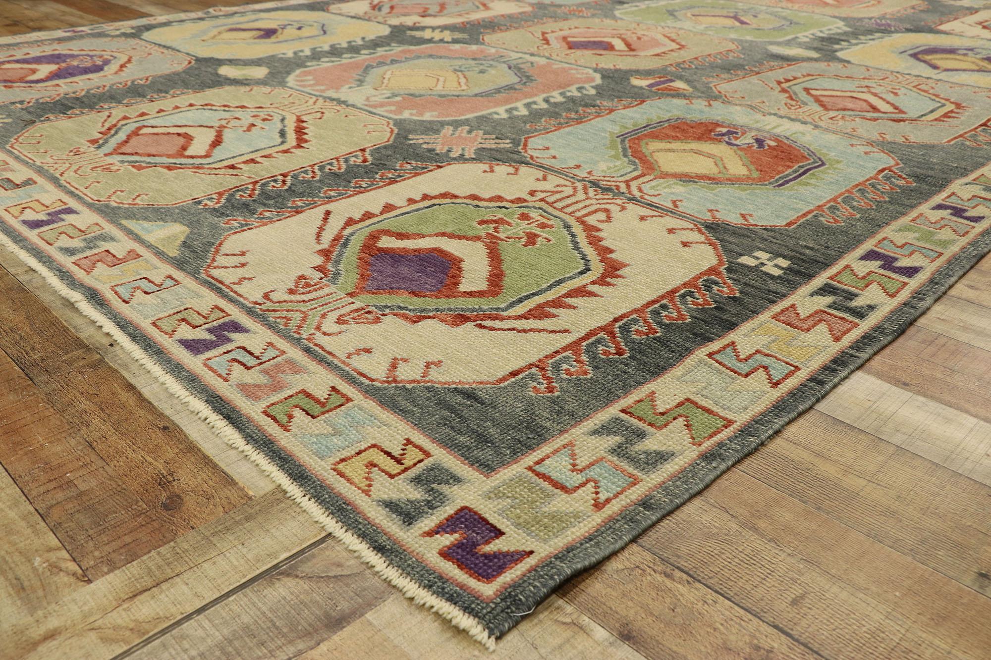 Wool New Contemporary Turkish Oushak Rug with Modern Tribal Boho Chic Style