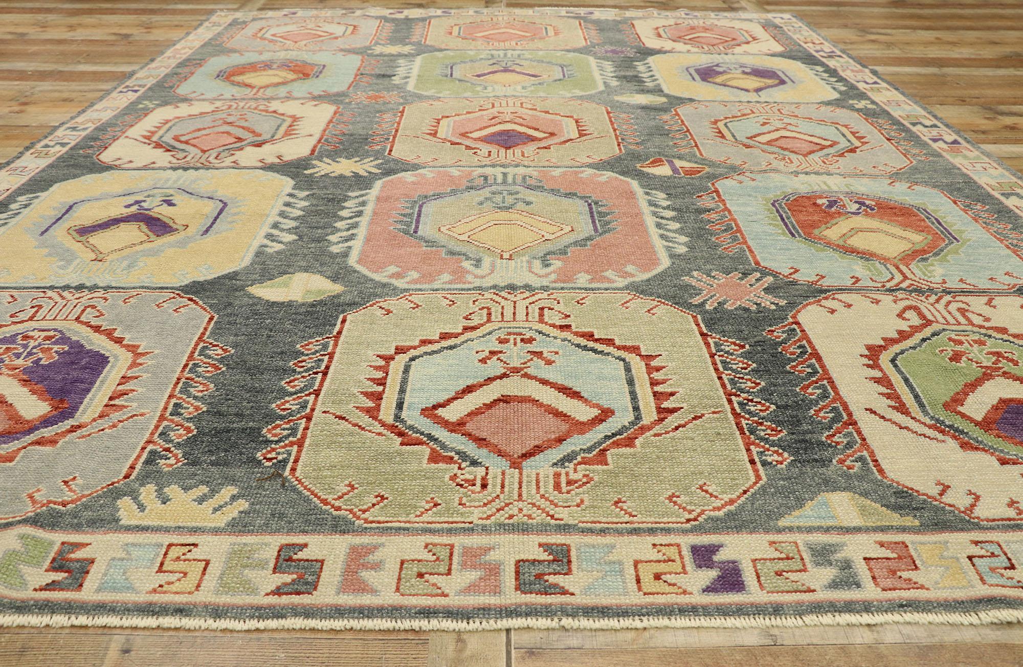New Contemporary Turkish Oushak Rug with Modern Tribal Boho Chic Style 1