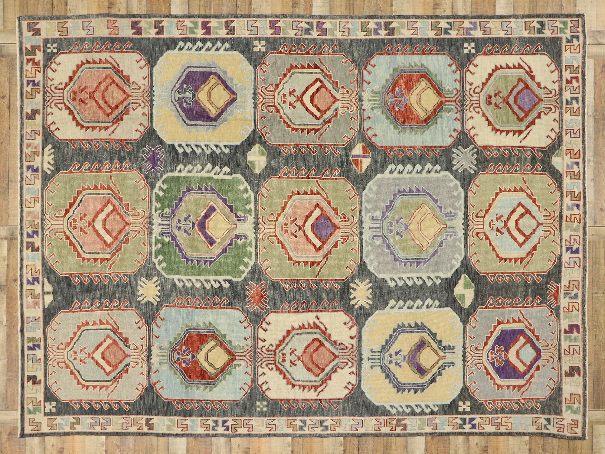 New Contemporary Turkish Oushak Rug with Modern Tribal Boho Chic Style 3
