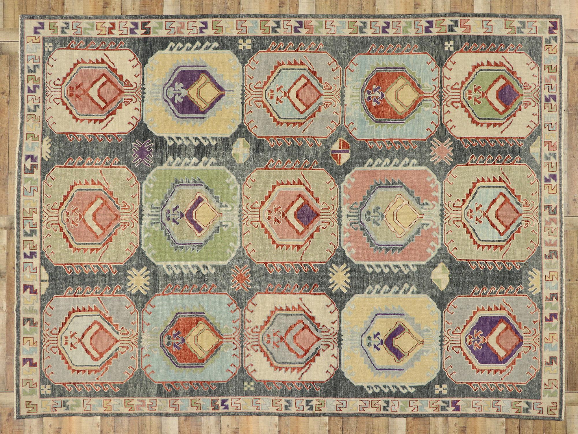 New Contemporary Turkish Oushak Rug with Modern Tribal Boho Chic Style 2