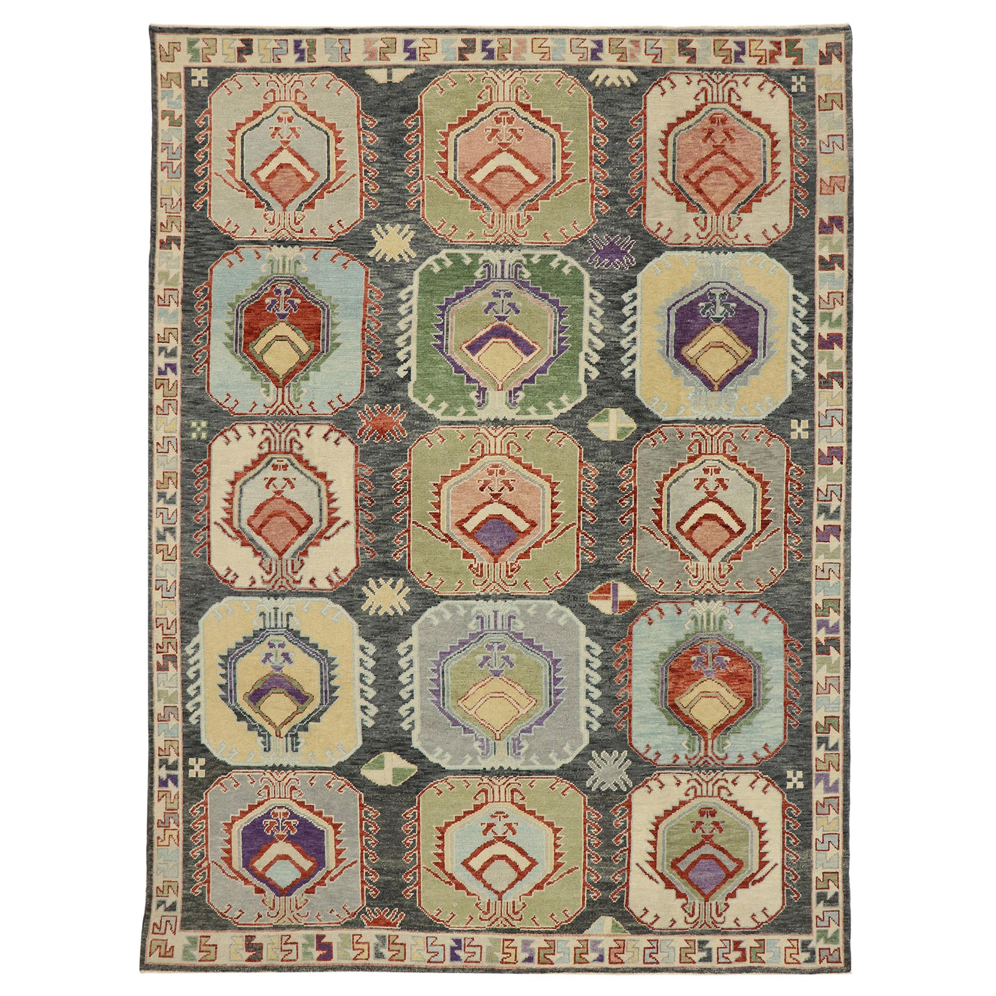 New Contemporary Turkish Oushak Rug with Modern Tribal Boho Chic Style