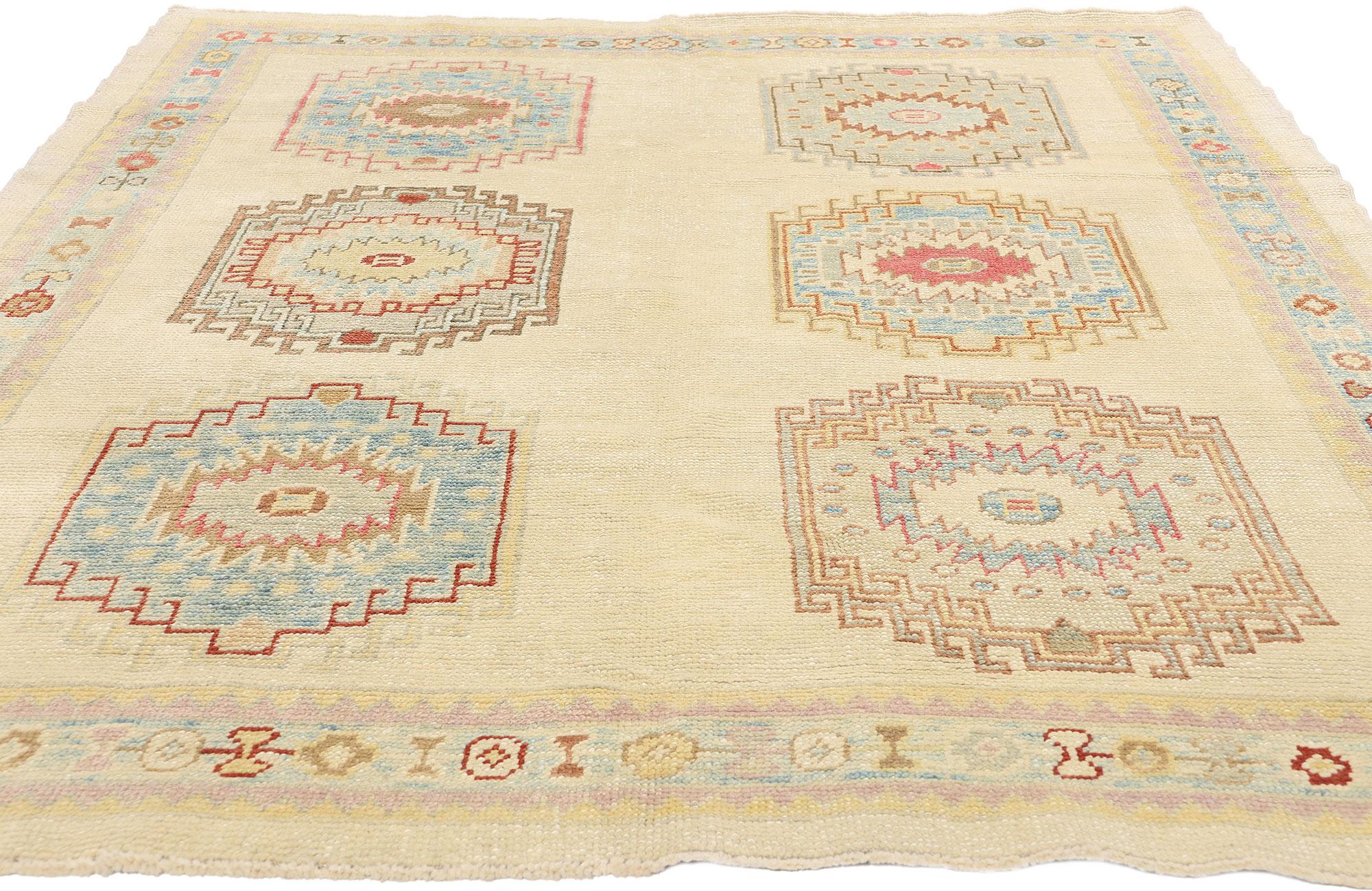 Bohemian New Modern Turkish Oushak Carpet with Tribal Style For Sale