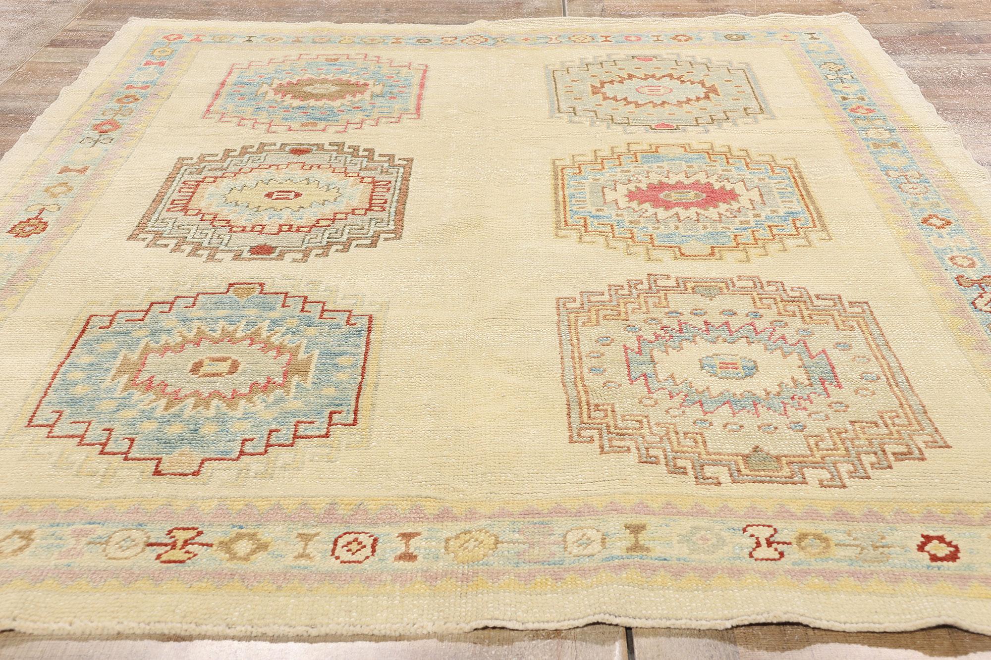 New Modern Turkish Oushak Carpet with Tribal Style For Sale 1