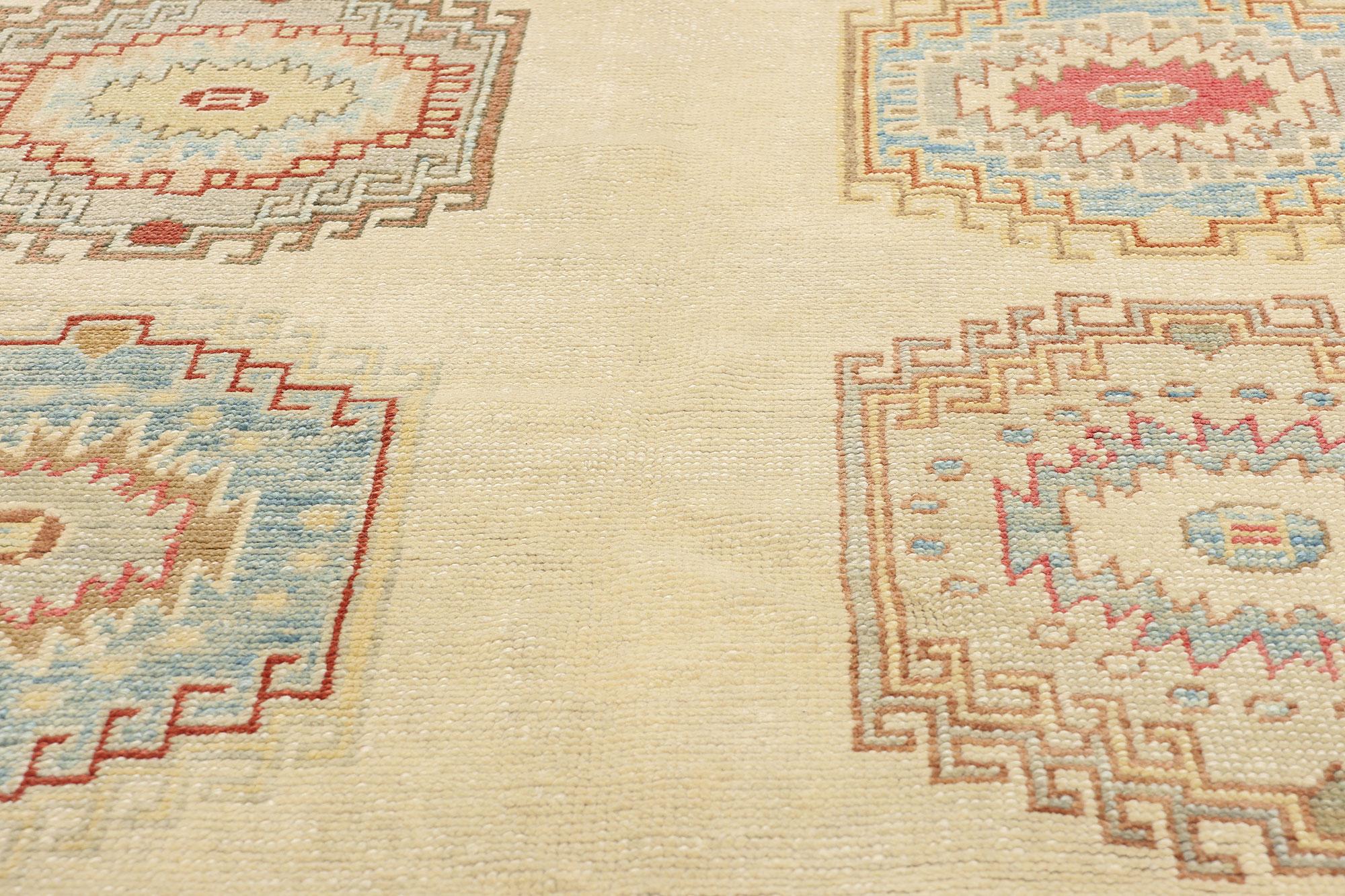 New Modern Turkish Oushak Carpet with Tribal Style In New Condition For Sale In Dallas, TX