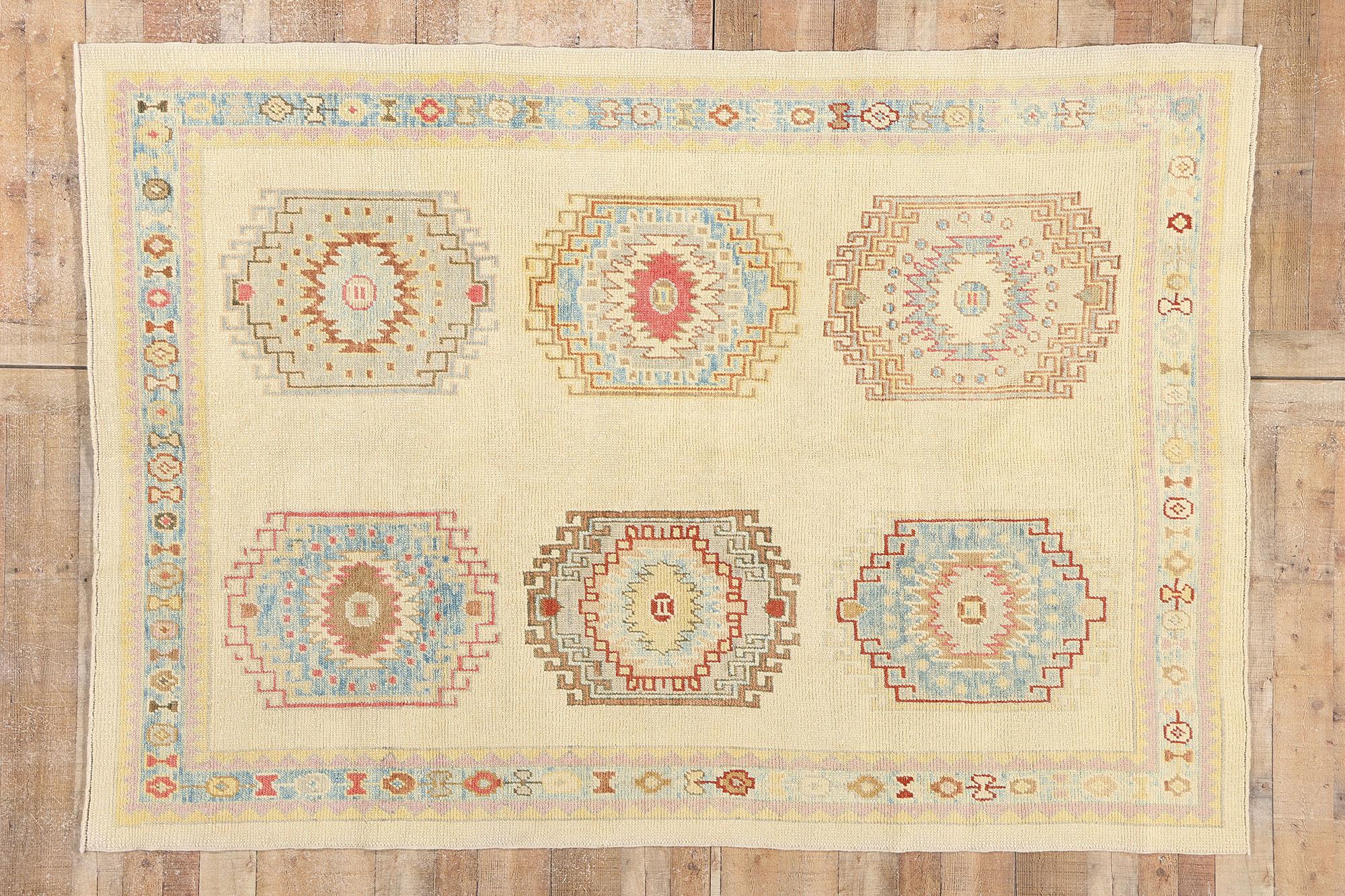 New Modern Turkish Oushak Carpet with Tribal Style For Sale 2