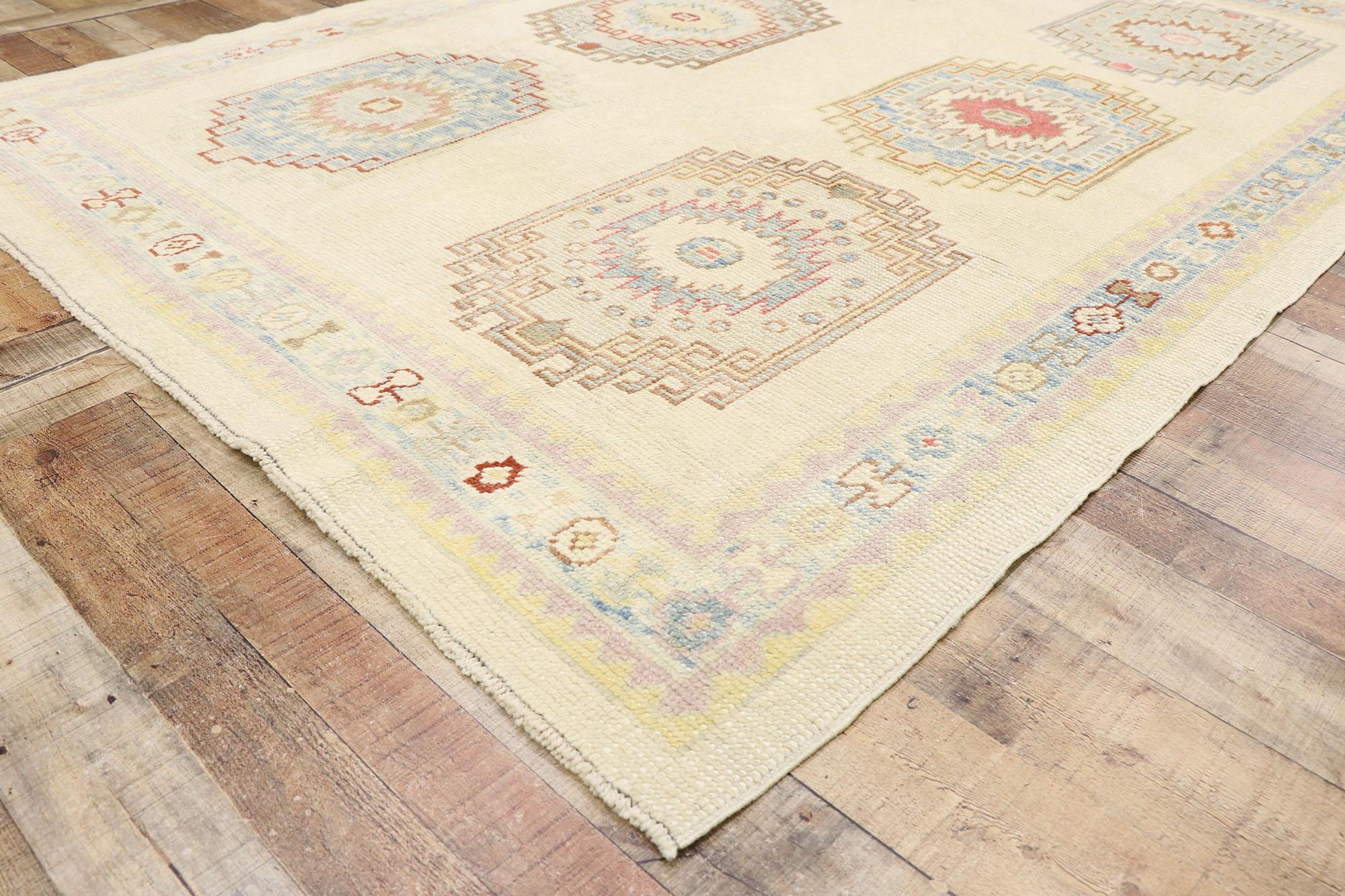 New Contemporary Turkish Oushak Rug with Modern Tribal Style For Sale 1