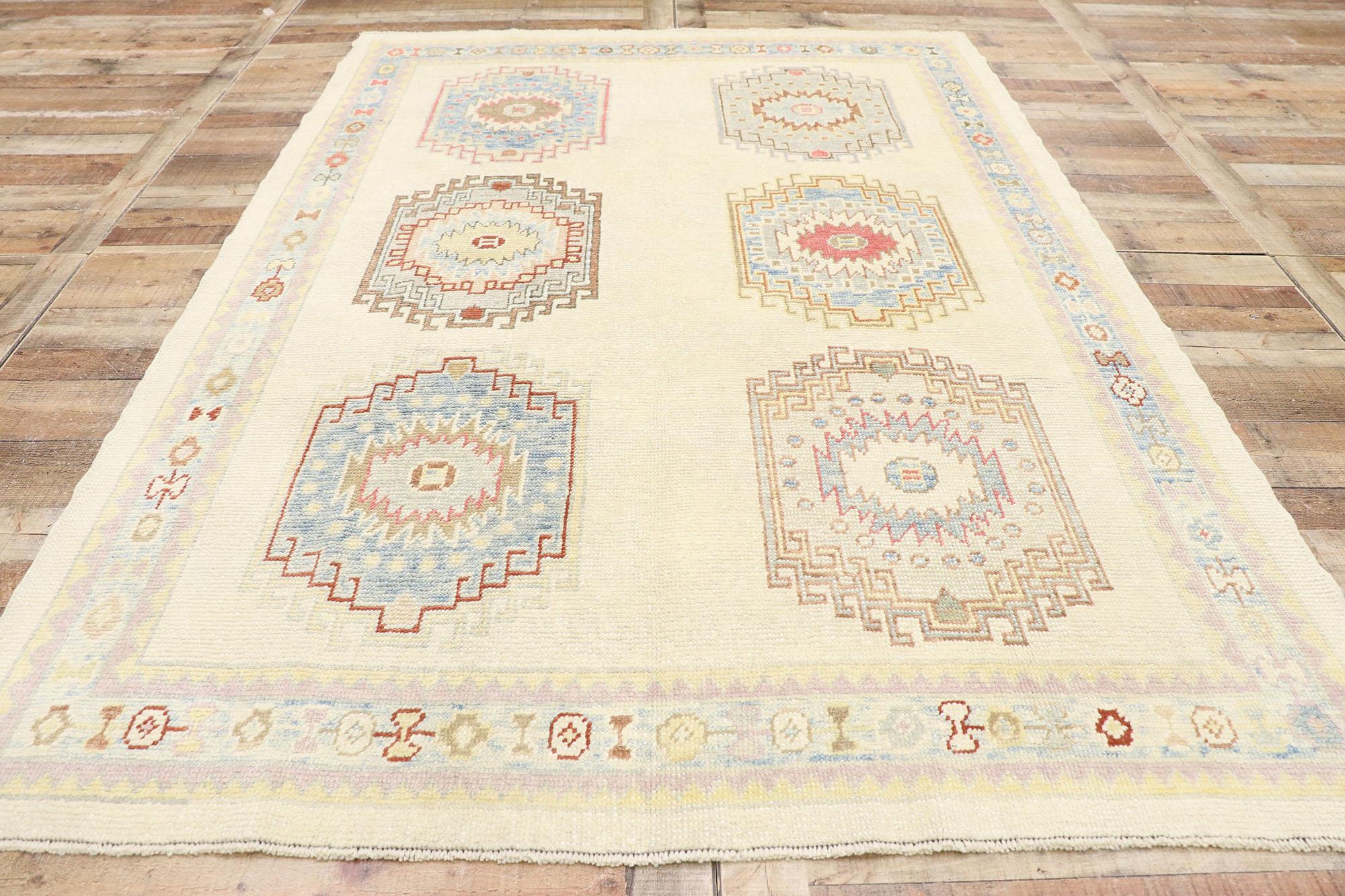 New Contemporary Turkish Oushak Rug with Modern Tribal Style For Sale 2