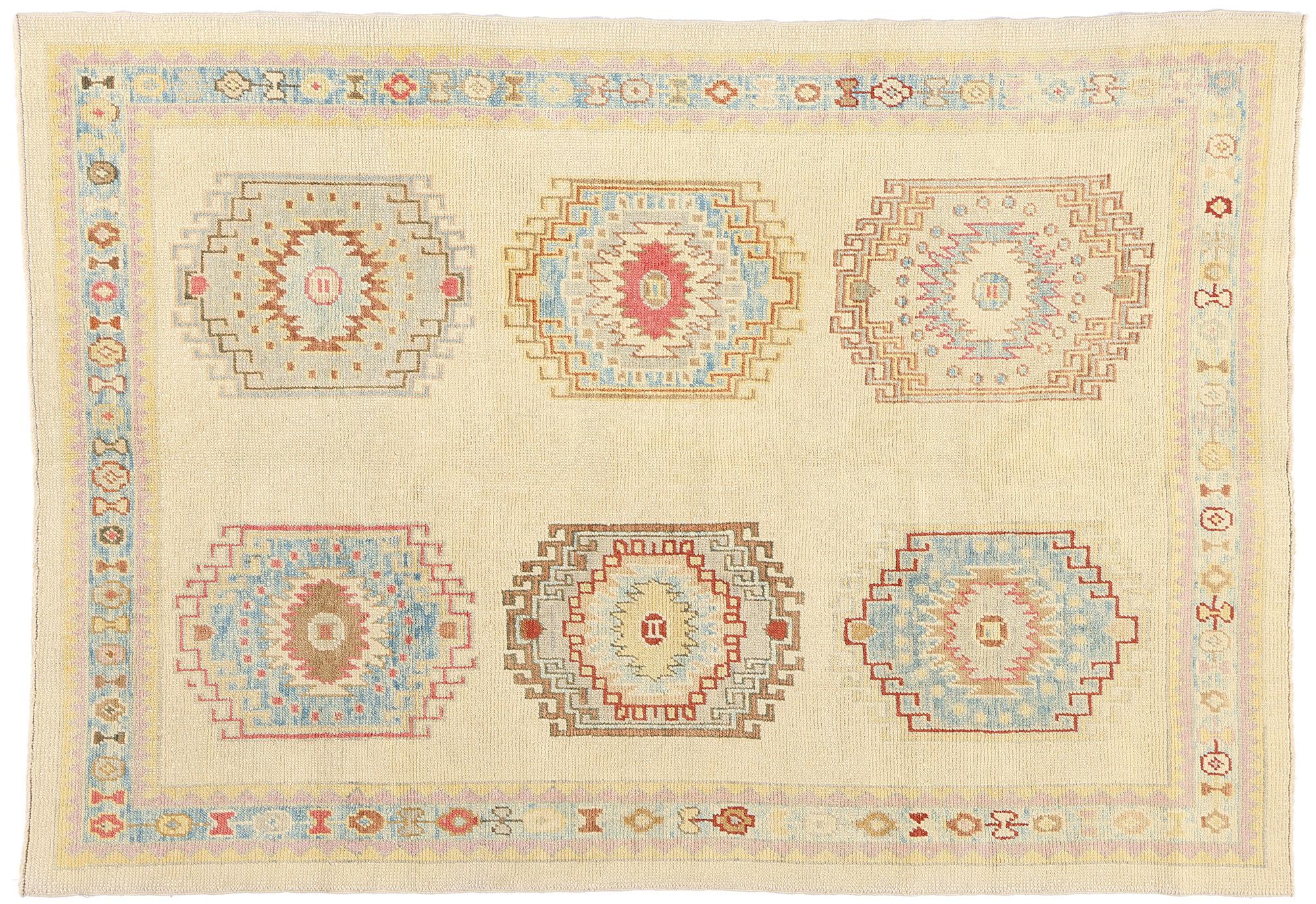 New Modern Turkish Oushak Carpet with Tribal Style For Sale 3