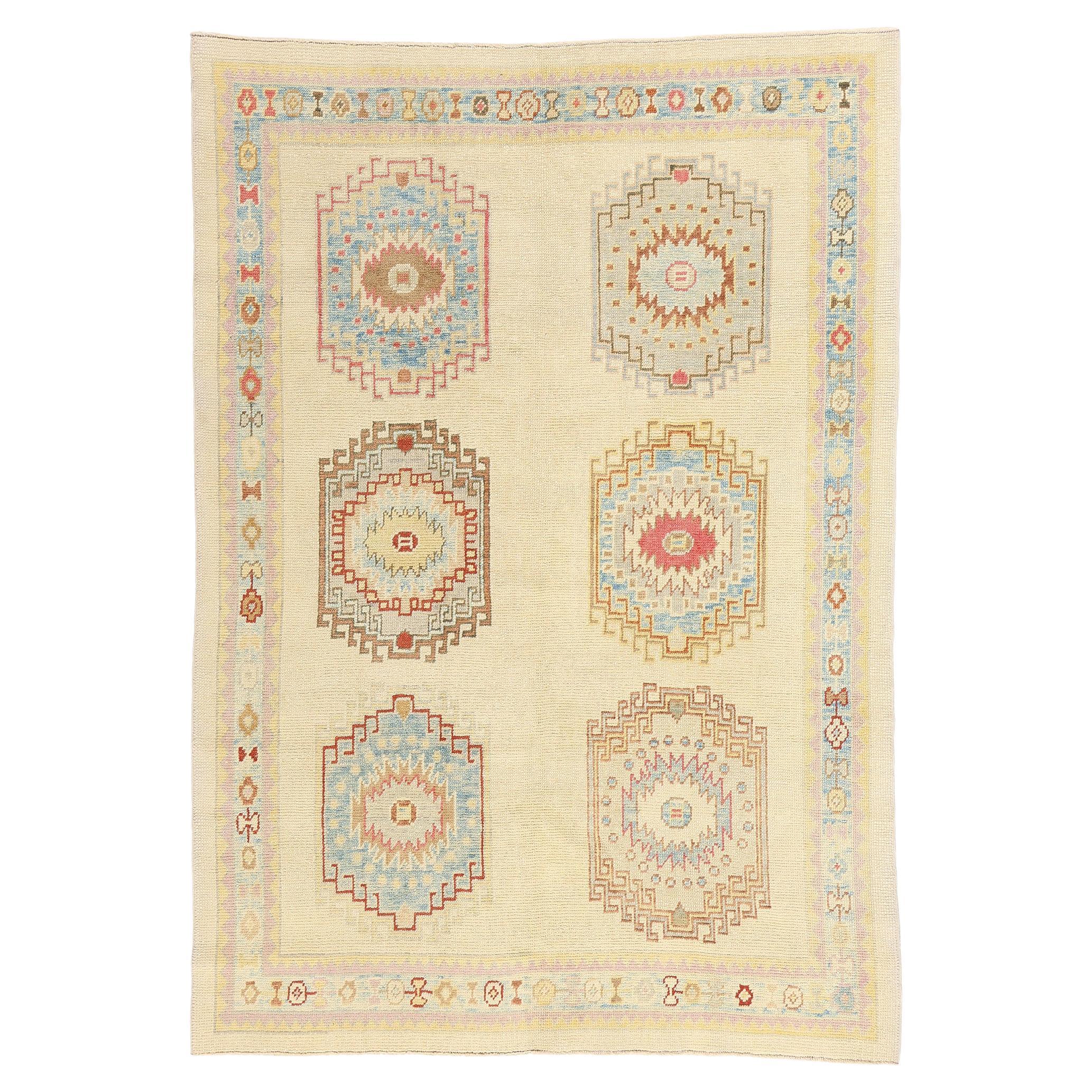 Nueva Alfombra Turca Moderna Oushak de Estilo Tribal