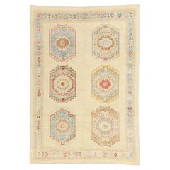 New Modern Turkish Oushak Carpet with Tribal Style