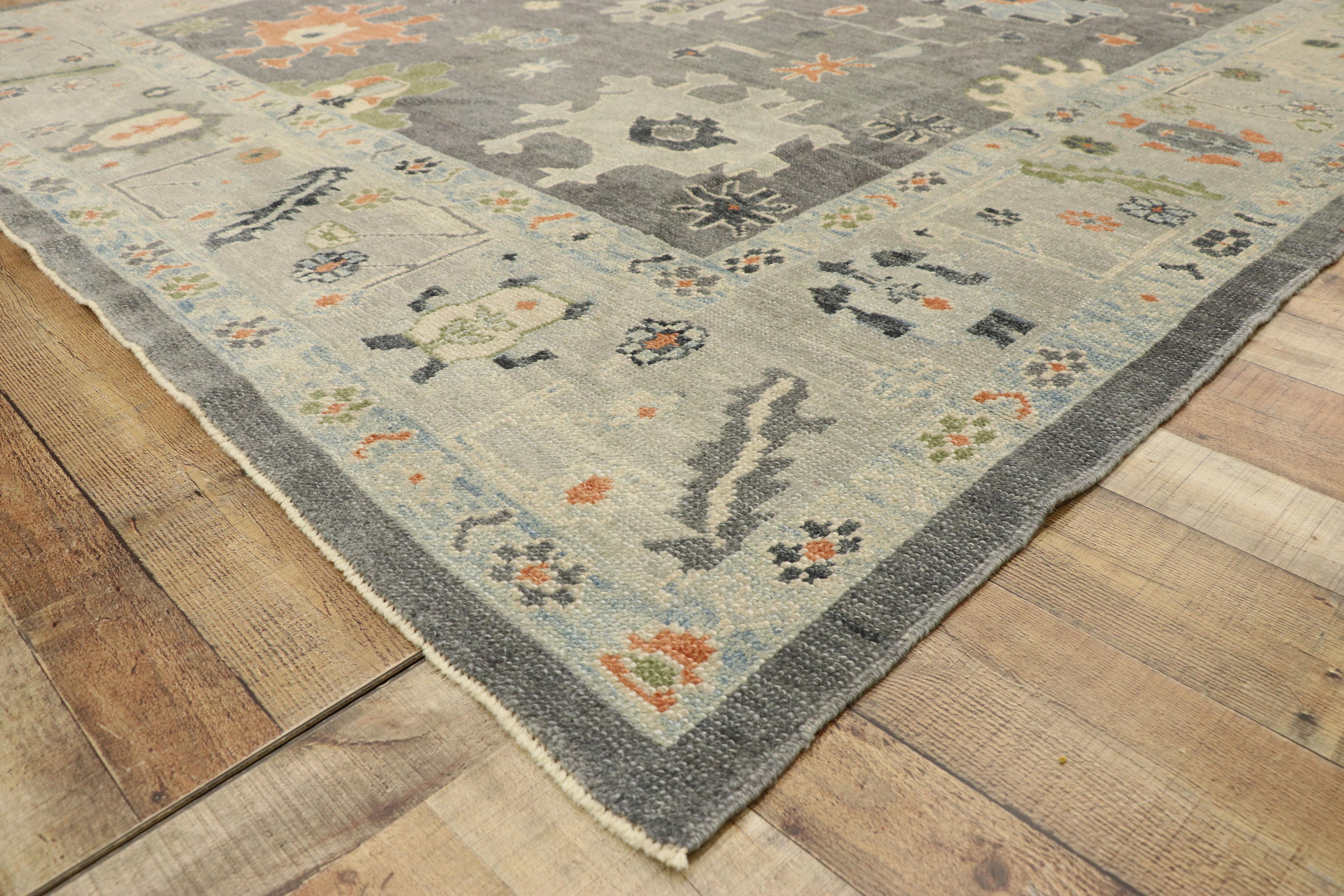 New Contemporary Turkish Oushak Rug with Modernist Style For Sale 1