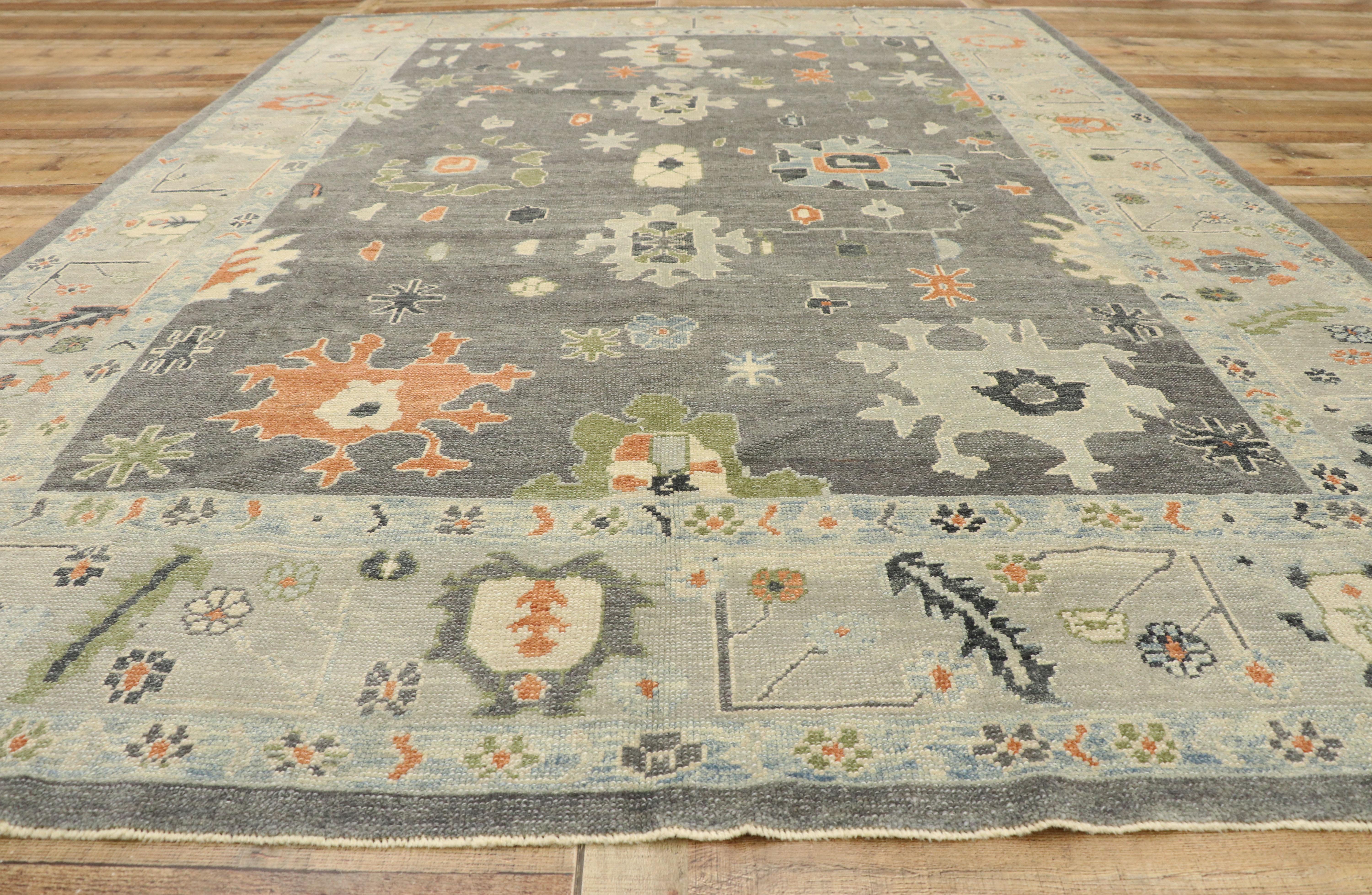 New Contemporary Turkish Oushak Rug with Modernist Style For Sale 2