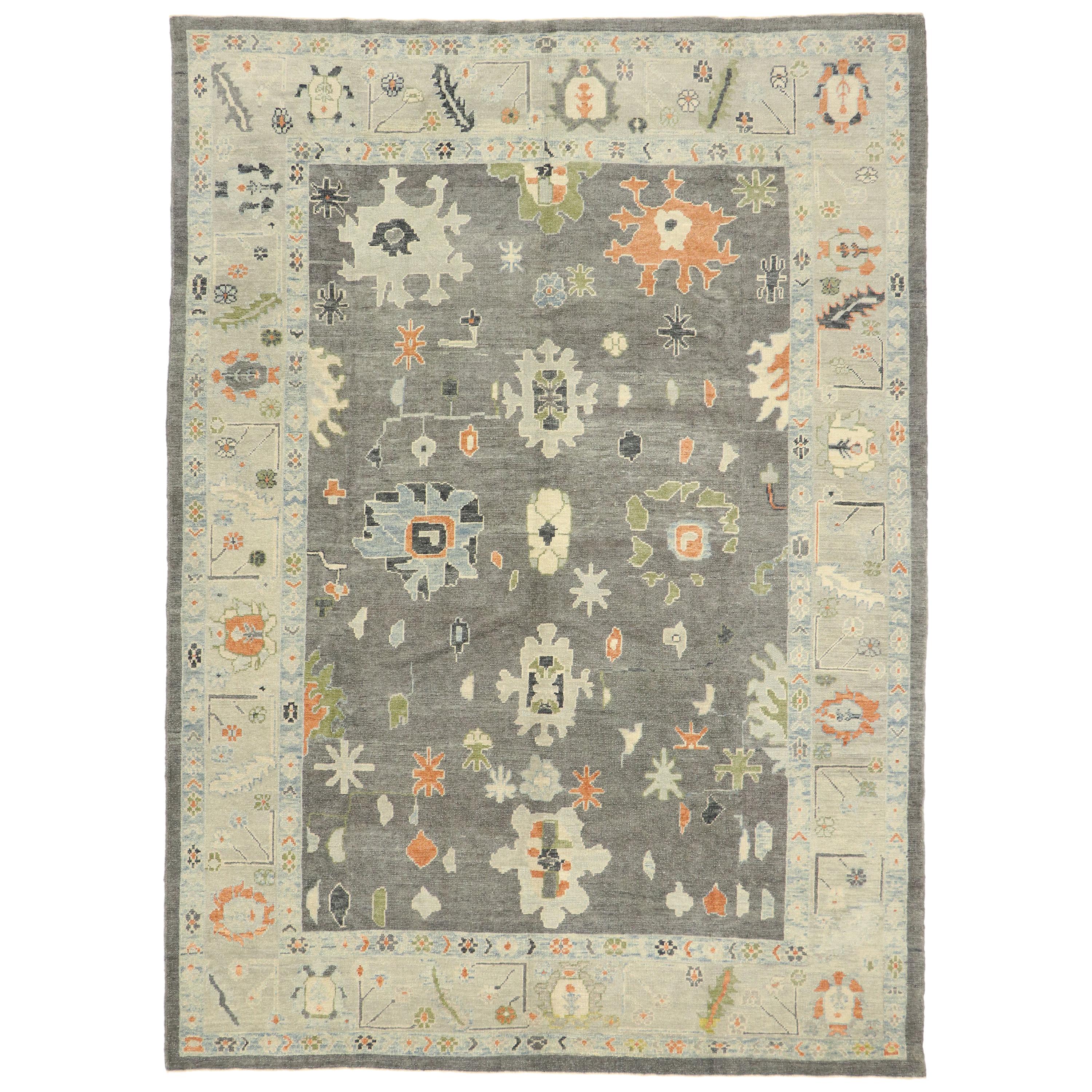 New Contemporary Turkish Oushak Rug with Modernist Style For Sale