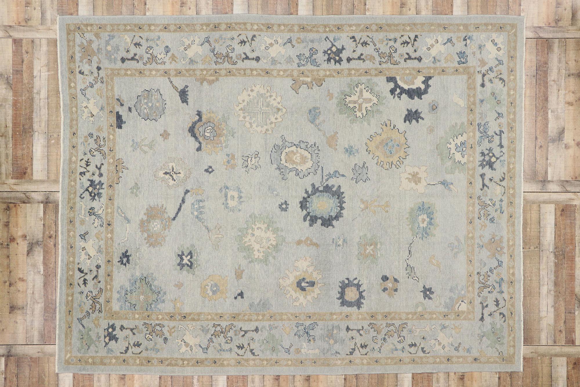 Wool New Contemporary Turkish Oushak Rug with Parisian Style For Sale