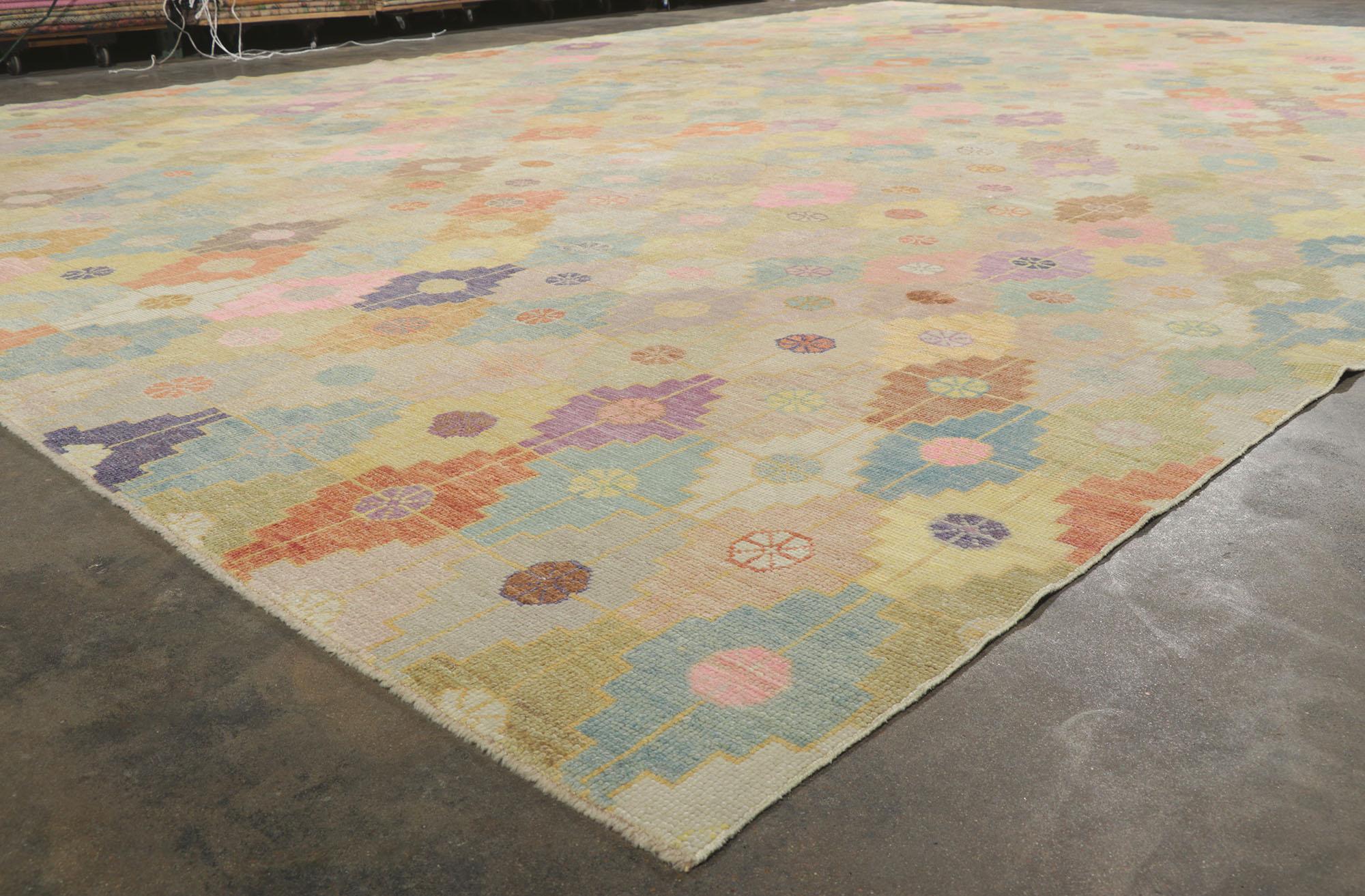 New Contemporary Turkish Oushak Rug with Pastel Colors For Sale 1