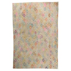 Nouveau tapis turc contemporain d'Oushak aux couleurs pastel