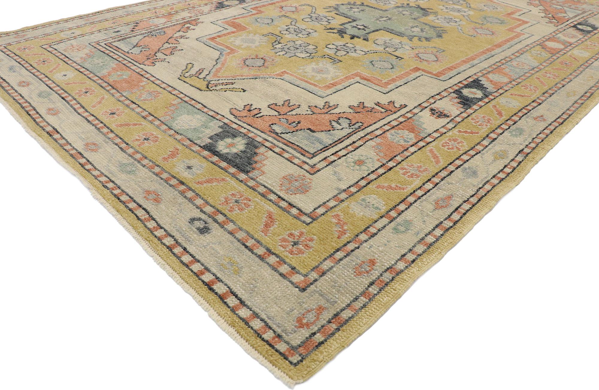 Turc Nouveau tapis turc contemporain d'Oushak avec style postmoderne Arts & Crafts