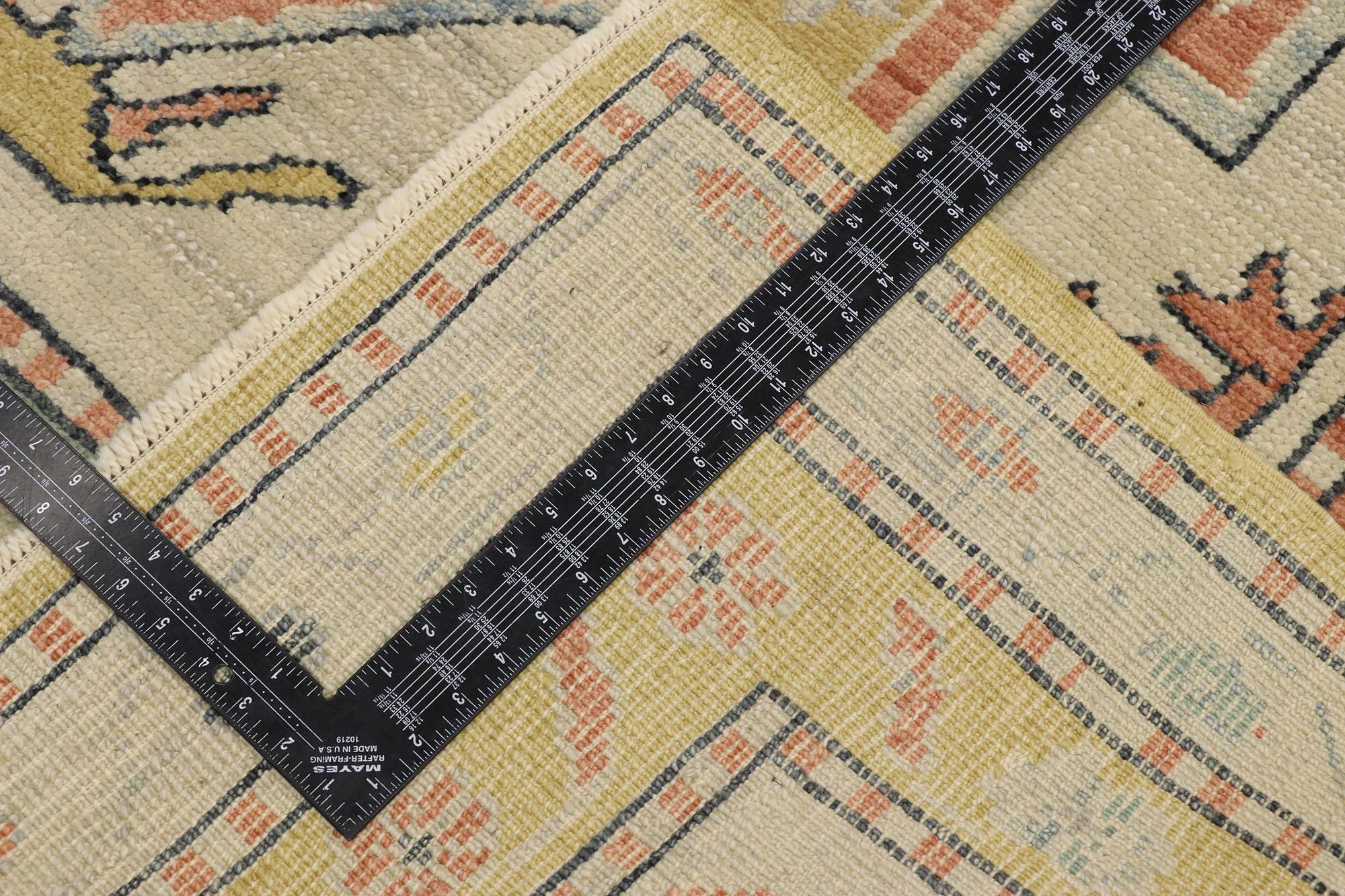 Wool New Contemporary Turkish Oushak Rug with Postmodern Arts & Crafts Style For Sale