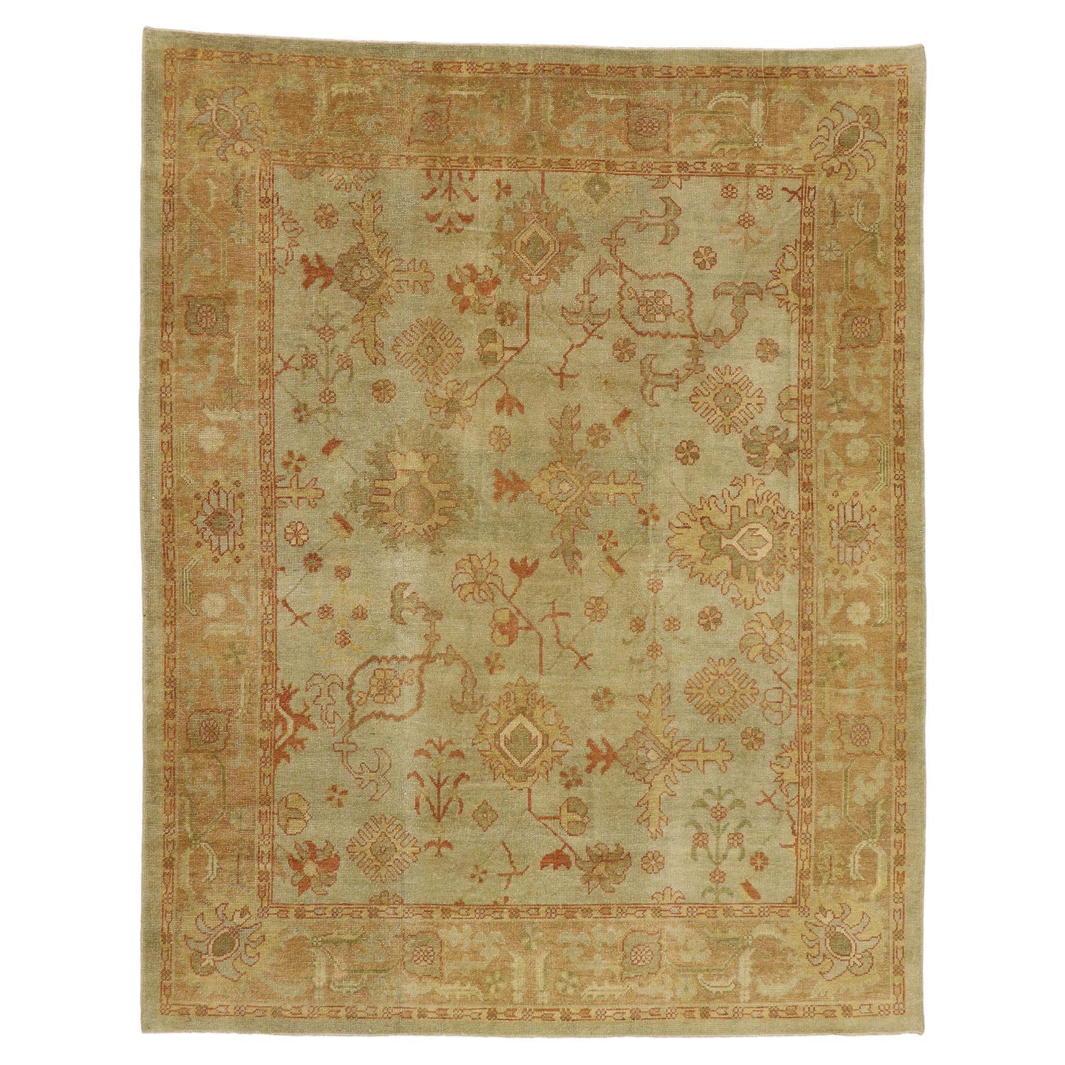 New Contemporary Turkish Oushak Rug with Rustic Arts & Crafts Style For Sale