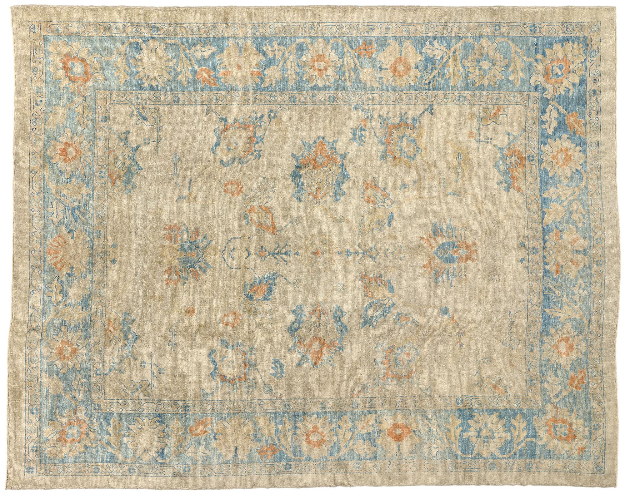 New Contemporary Turkish Oushak Rug with Rustic Coastal Style For Sale 5